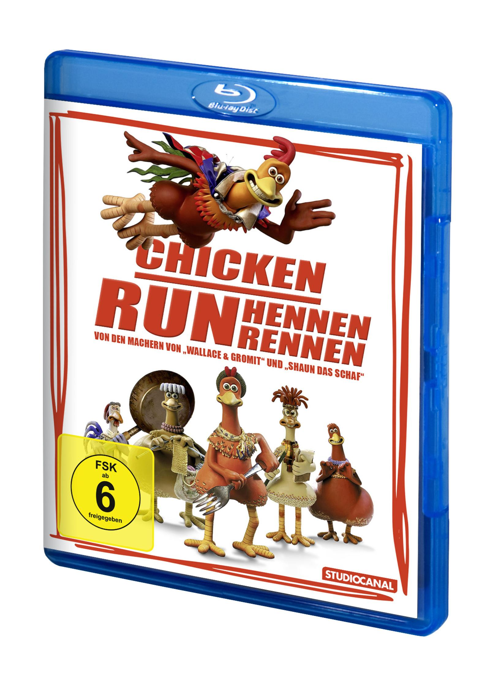 Blu-ray Hülle von Chicken Run mit Hühnerfiguren und FSK ab 6 Siegel.