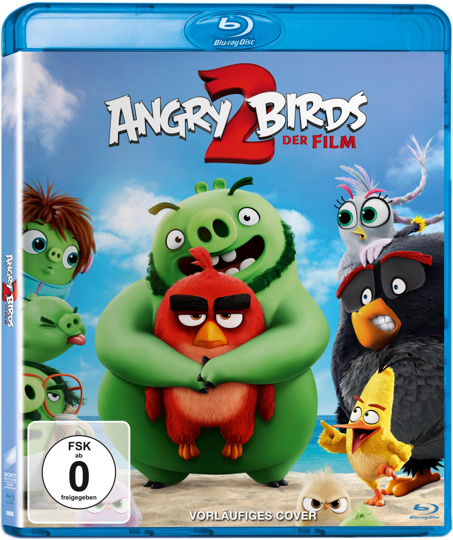 Blu-ray Cover: Angry Birds 2 mit vielen Charakteren auf einem Strand.