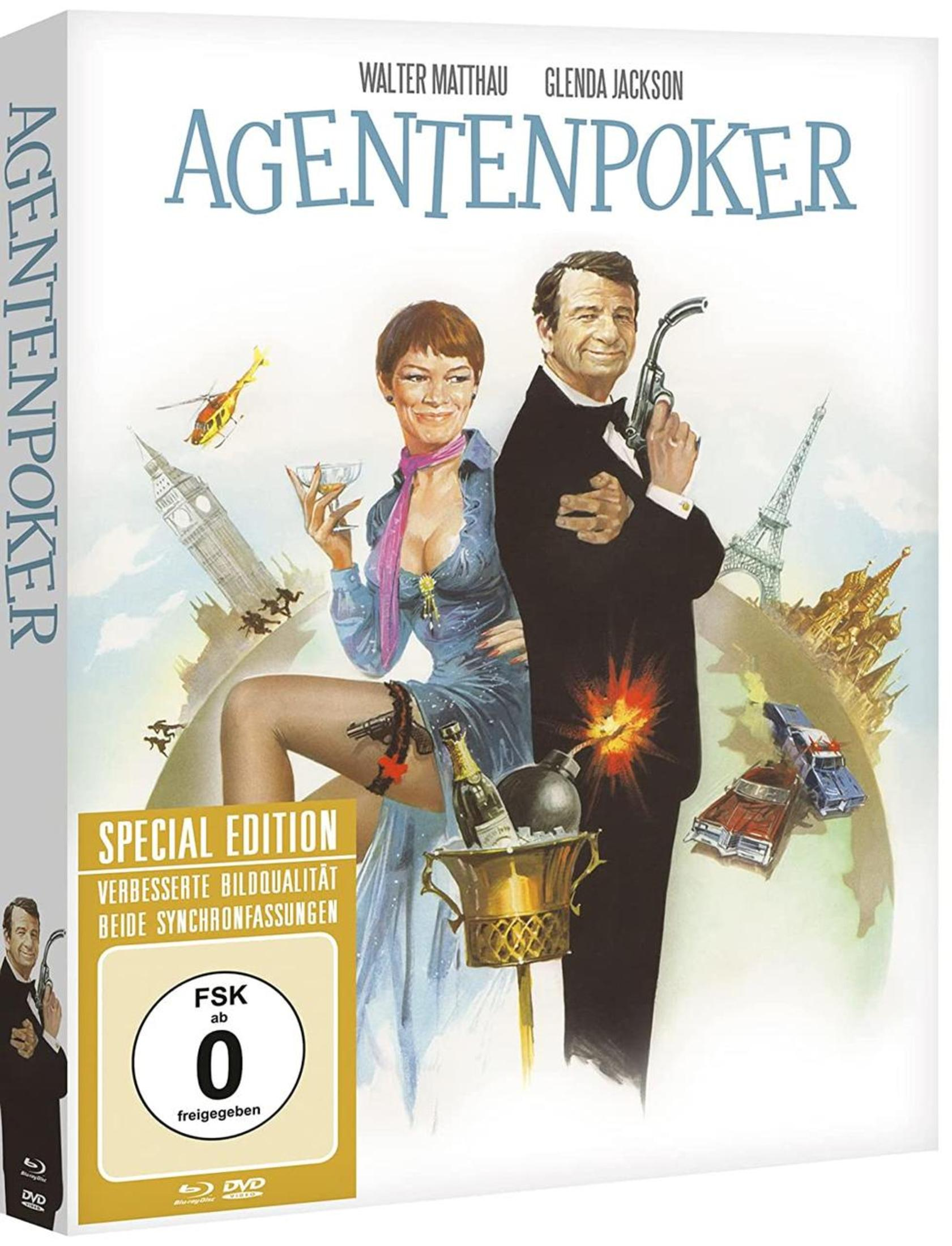 Coppia di agenti con monumenti, elicottero e auto che esplodono. Poster del film.