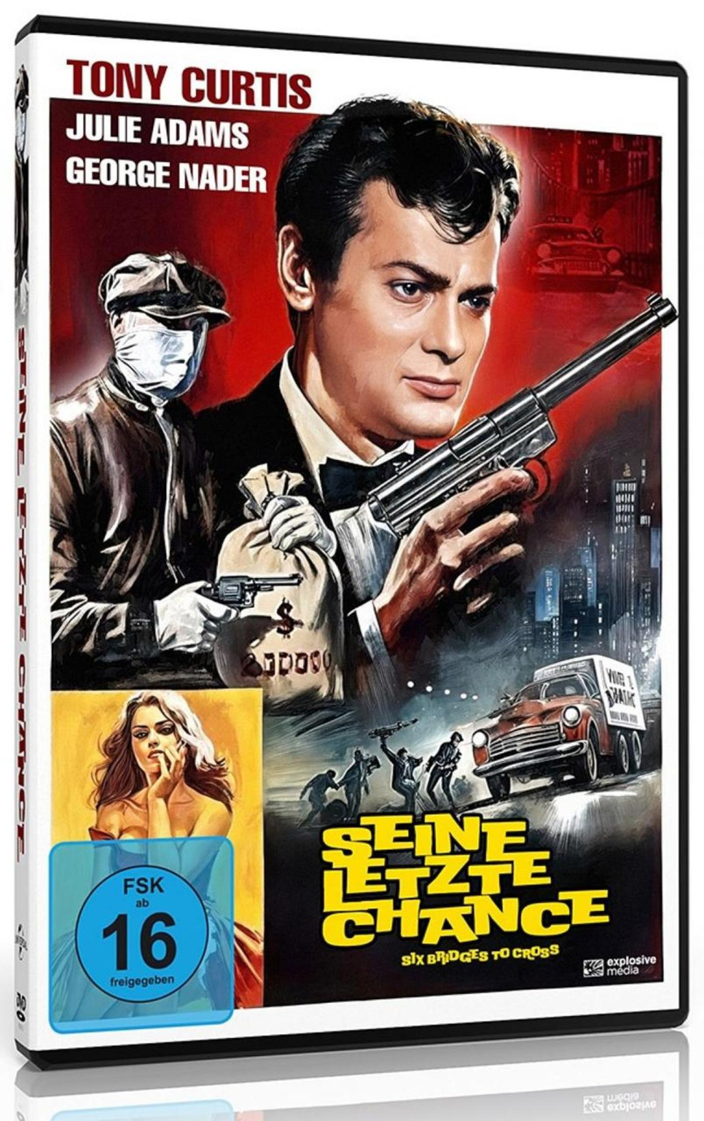 Poster del film con Tony Curtis, un uomo mascherato che tiene una borsa di denaro e auto.