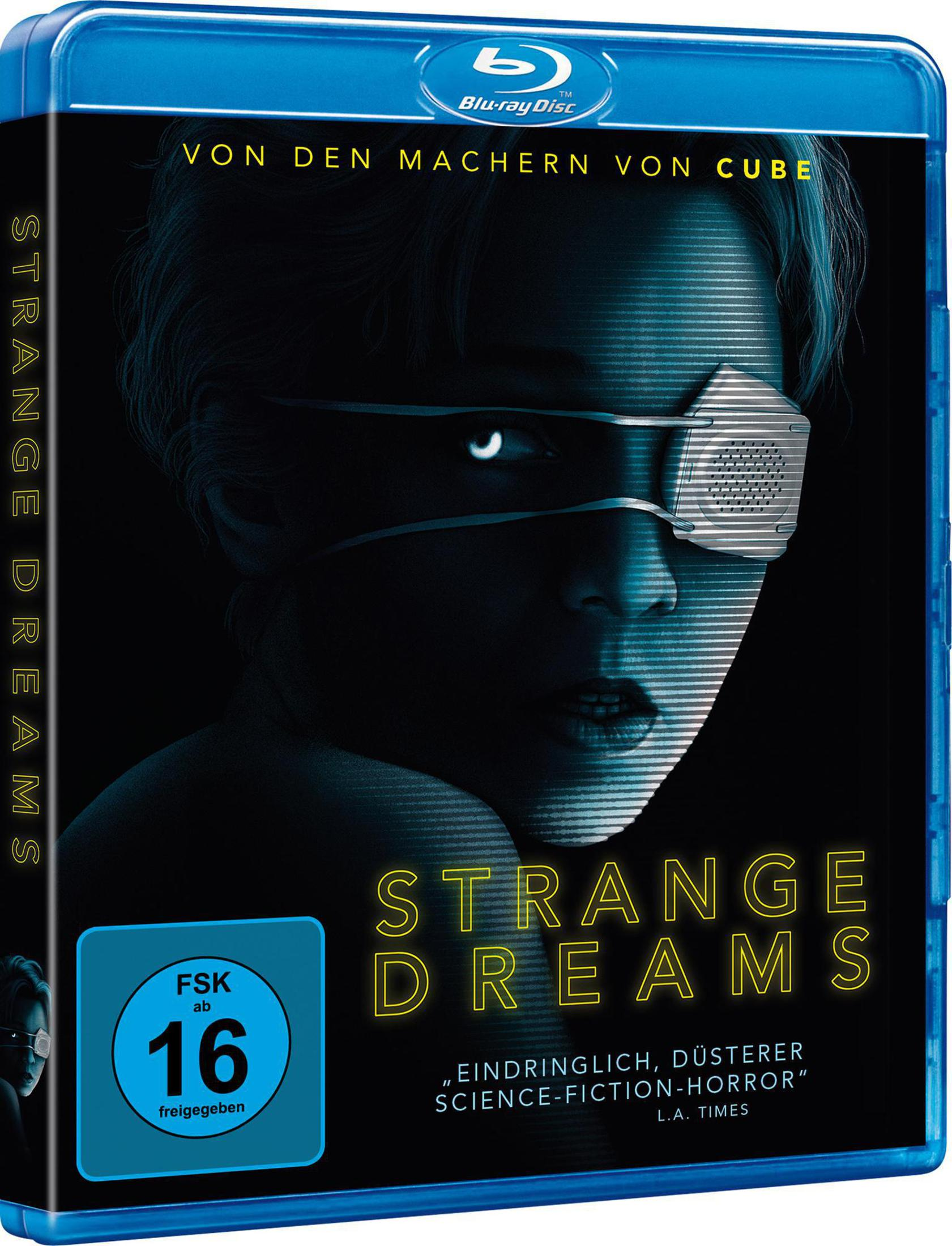 Copertina Blu-ray con donna con benda sull'occhio, titolo "Strange Dreams"