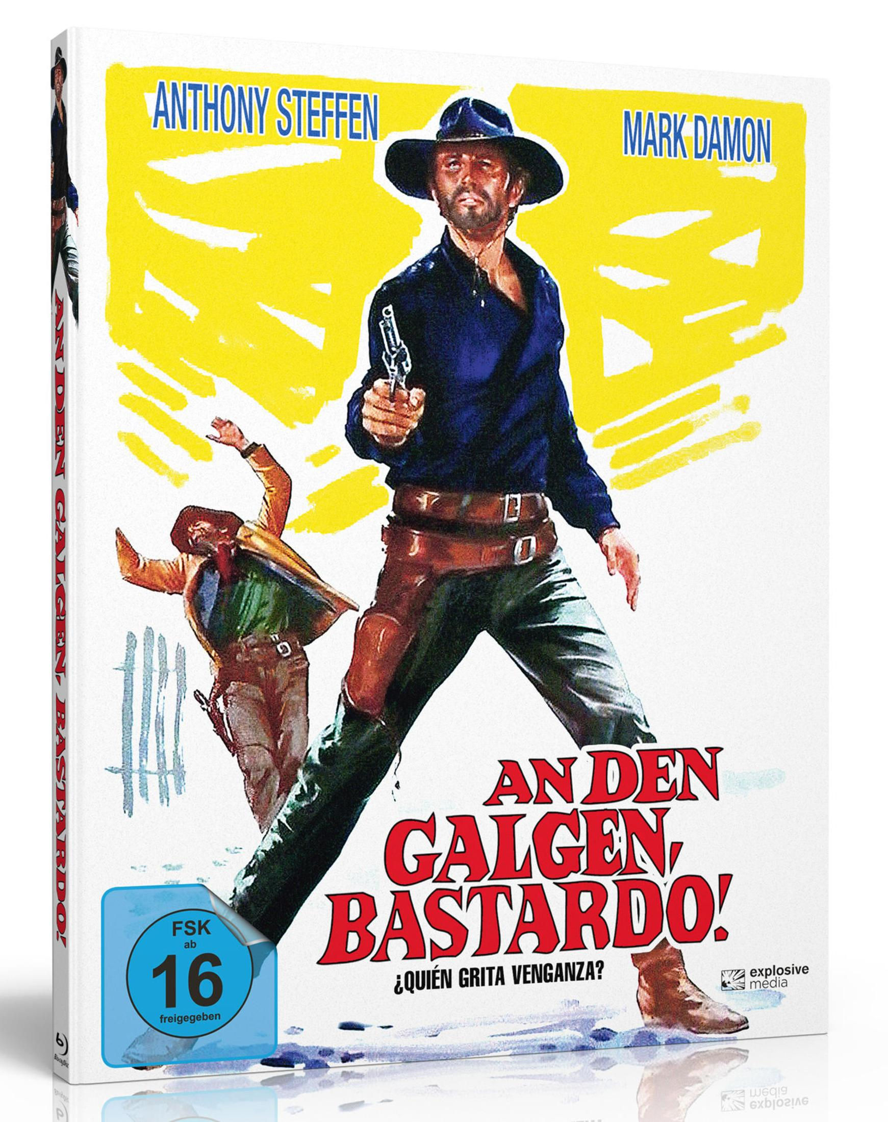 Poster film western: Uomo con cappello e pistola, sfondo giallo.