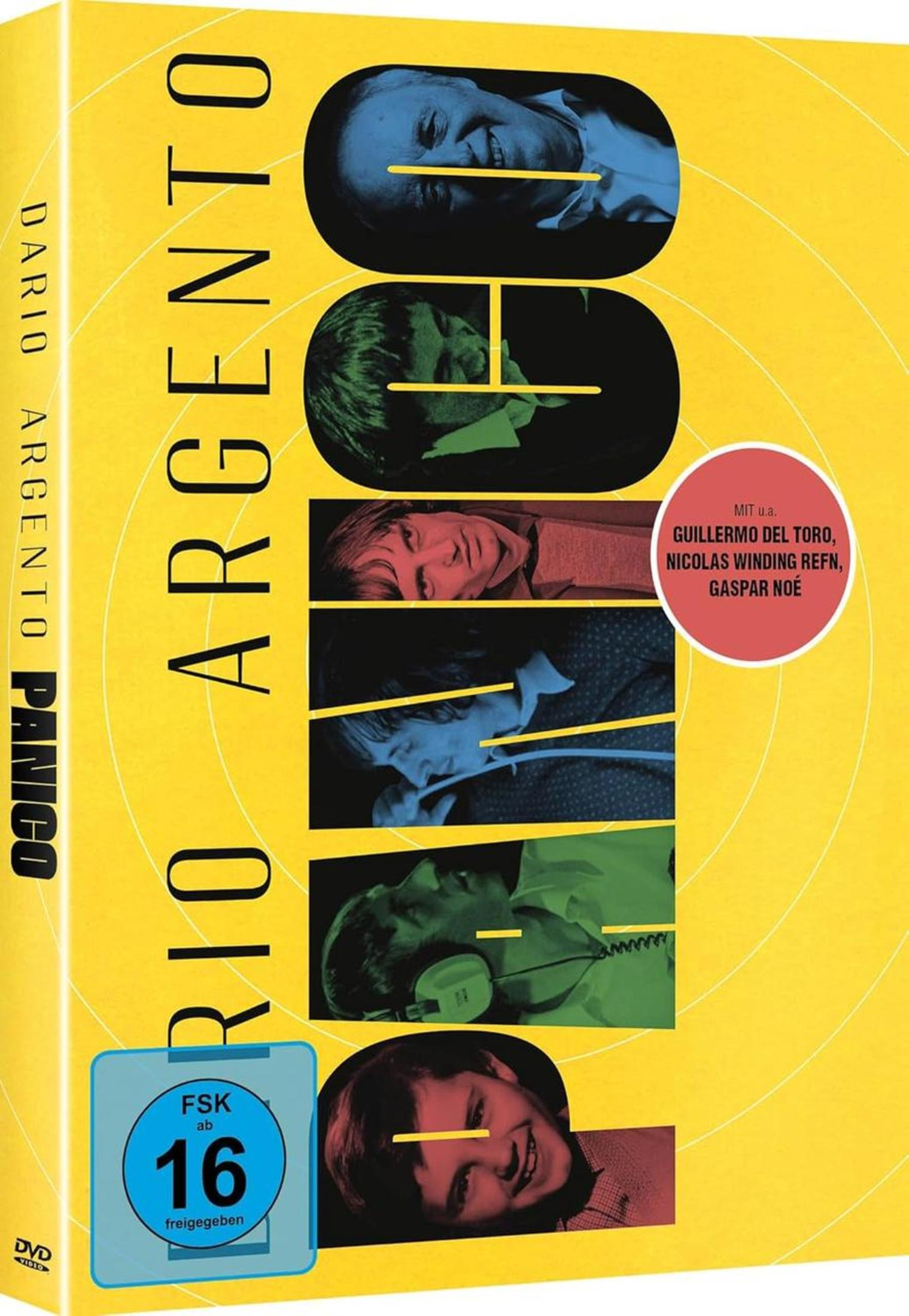 Copertina DVD con Dario Argento, volti e classificazione FSK 16.