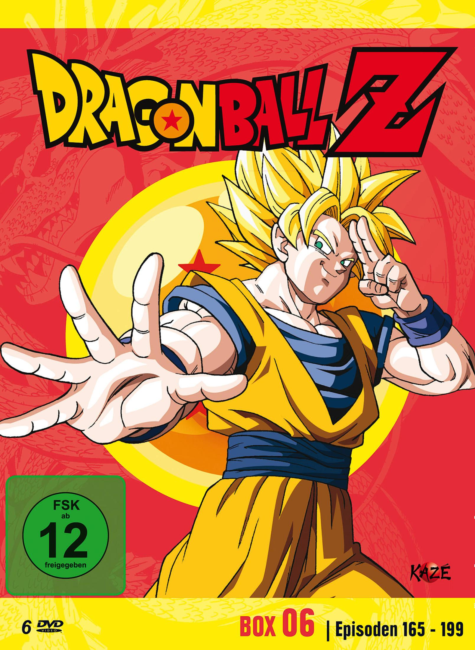 Goku di Dragon Ball Z in abiti gialli con mano alzata, sigillo FSK 12.