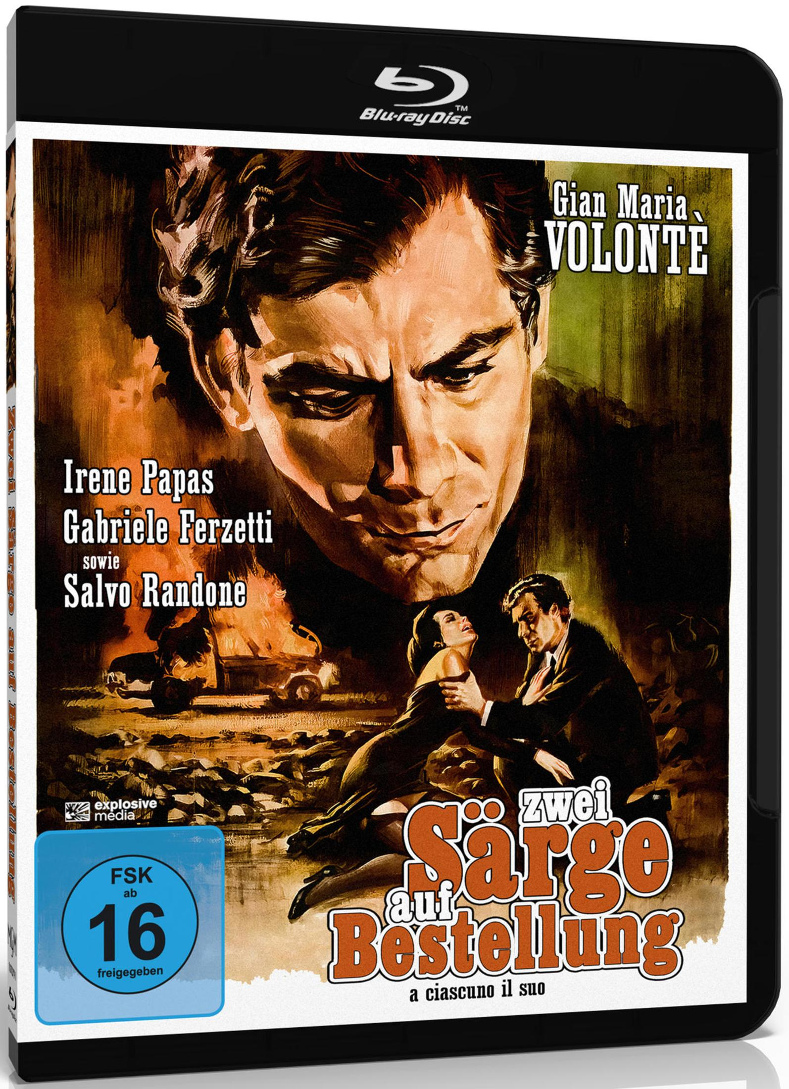 Poster del film con attori, auto in fiamme e titolo 'Due bare su ordinazione'.
