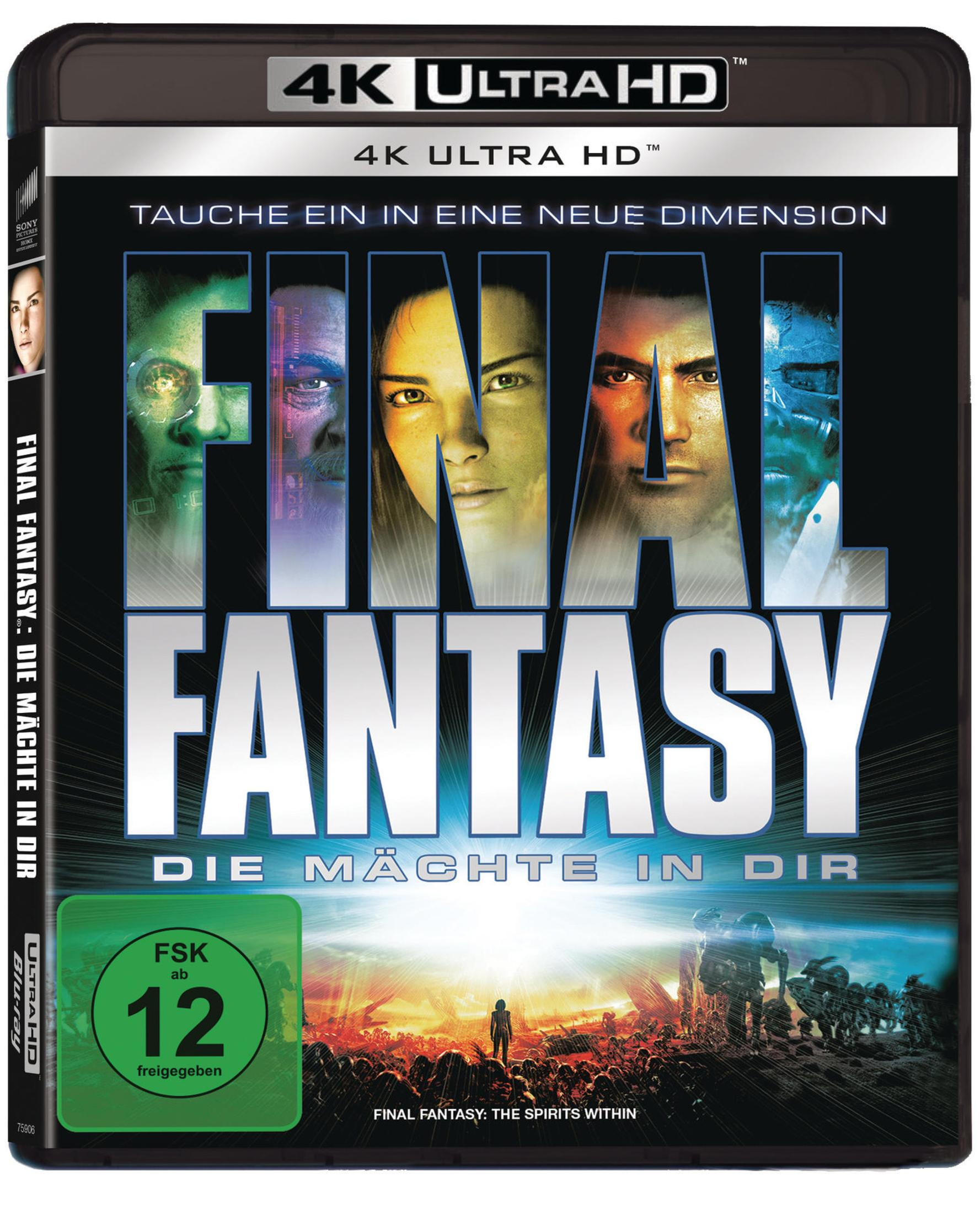 Custodia 4K Ultra HD di Final Fantasy: I principi del creato con quattro volti e scena.