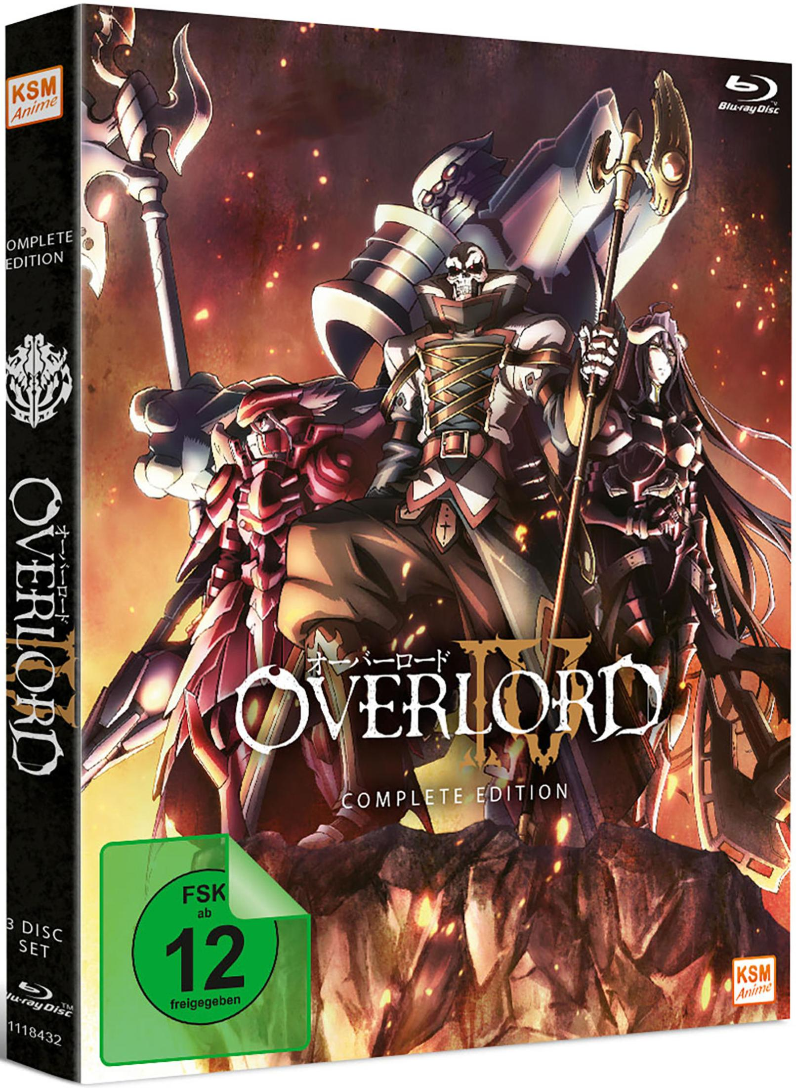 Anime Blu-ray Box: Overlord IV Complete Edition mit Charakteren und FSK 12 Siegel.