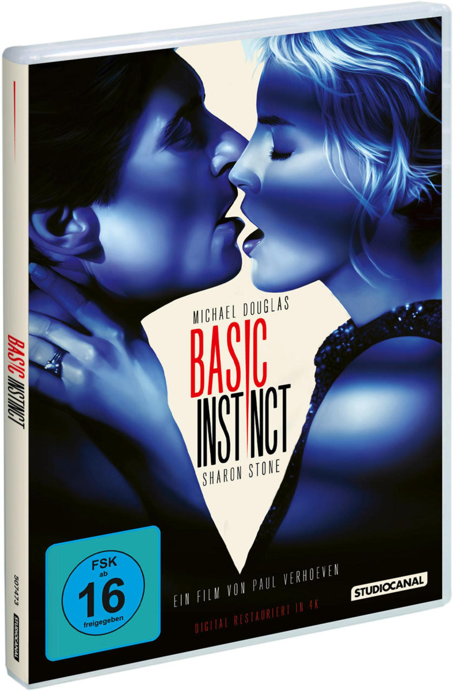 Basic Instinct DVD Cover: Zwei Personen küssen sich. FSK 16.
