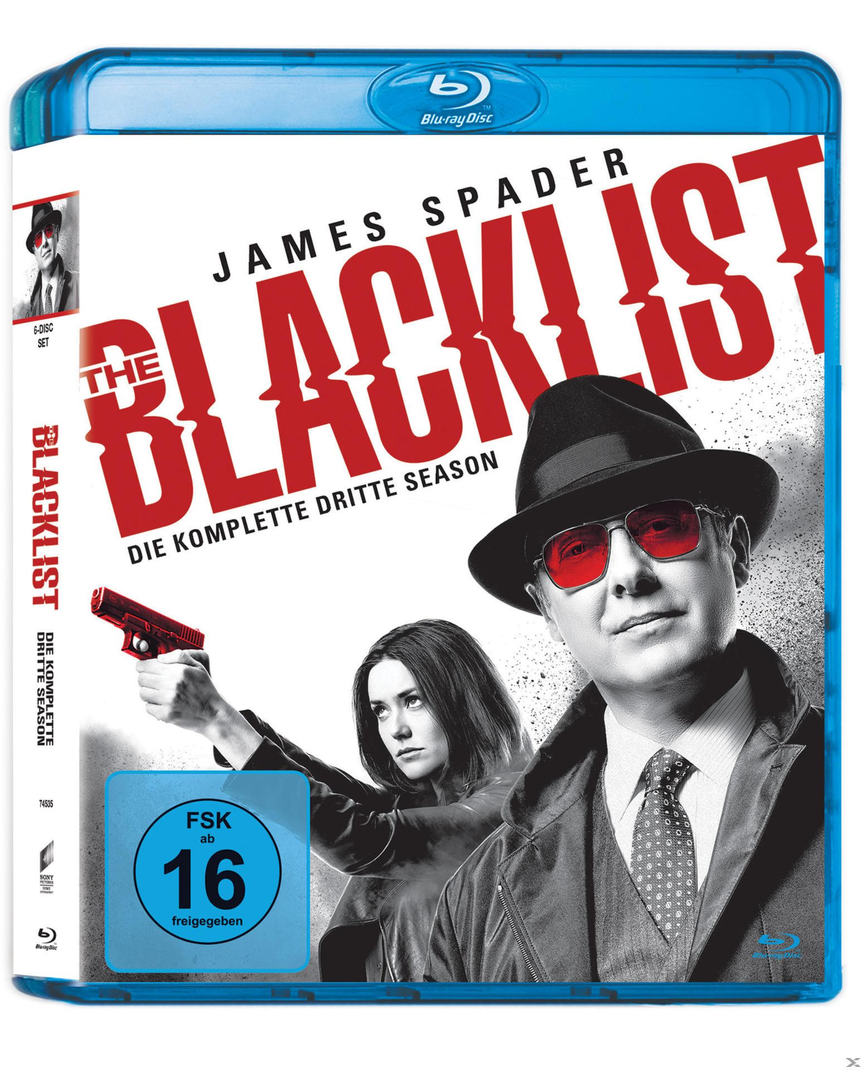 Custodia Blu-ray: Uomo con cappello/occhiali, donna con pistola. "The Blacklist" S3.