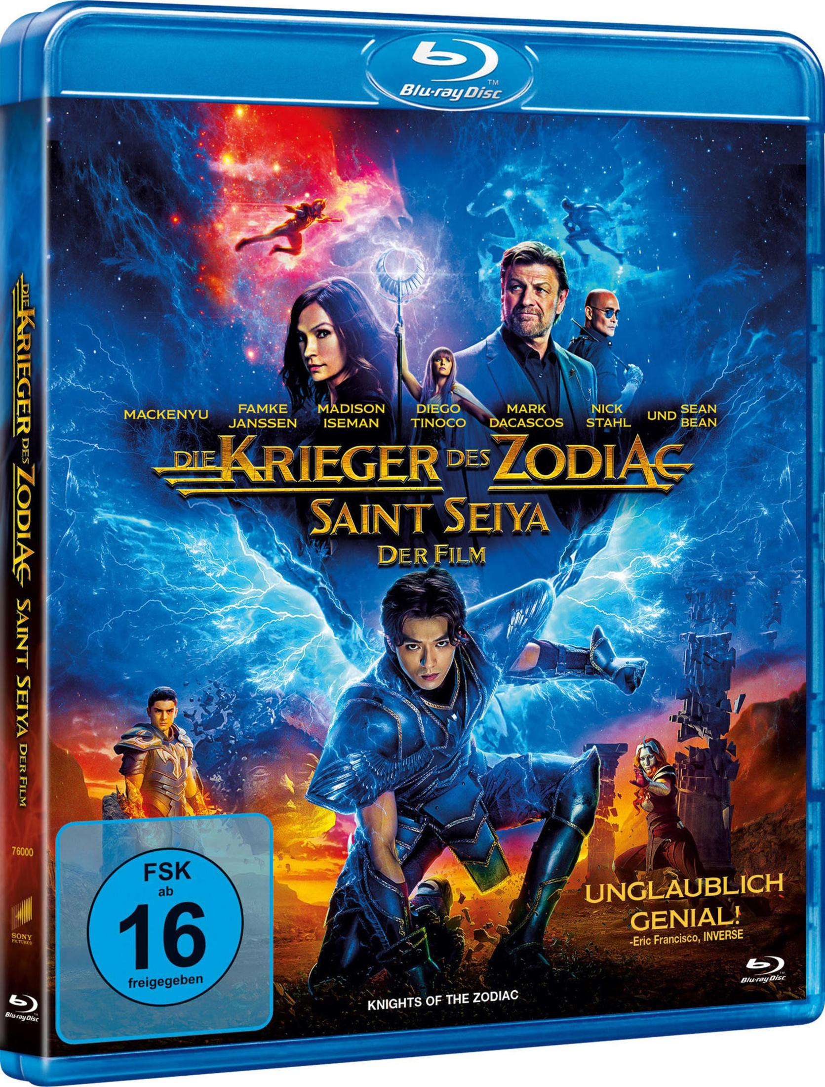 Copertina Blu-ray: Cavalieri dello Zodiaco Saint Seiya con attori e sfondo cosmico.