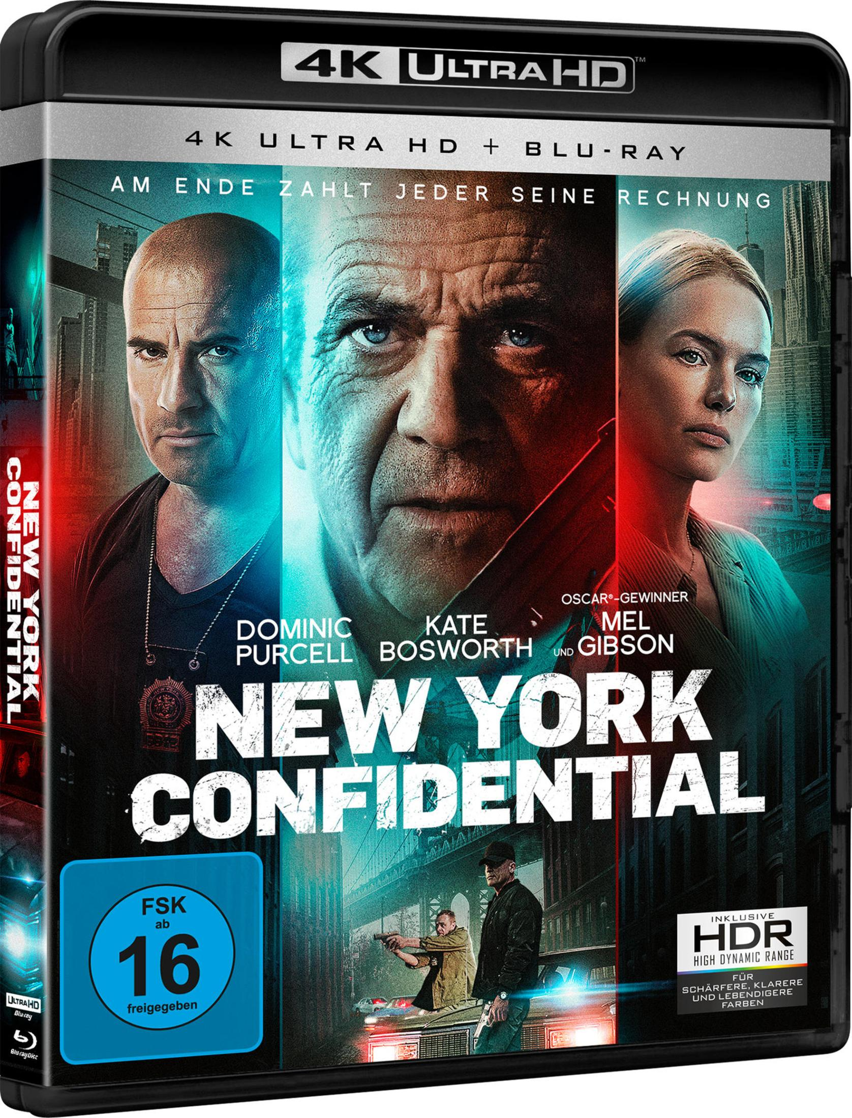 Poster del film con tre attori, titolo "New York Confidential".