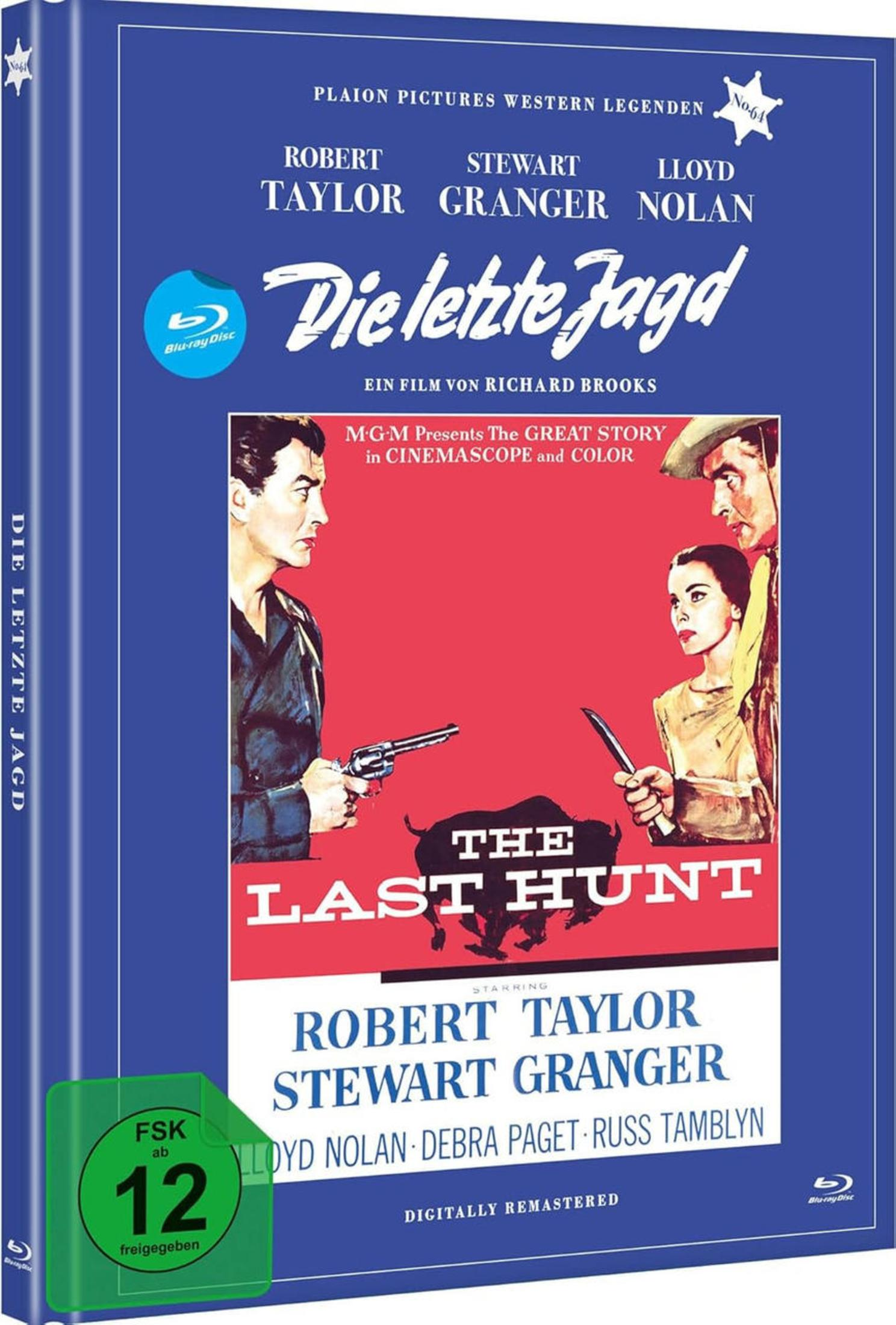 Custodia Blu-ray: Uomo con pistola, donna con coltello su sfondo rosso. Titolo: The Last Hunt.