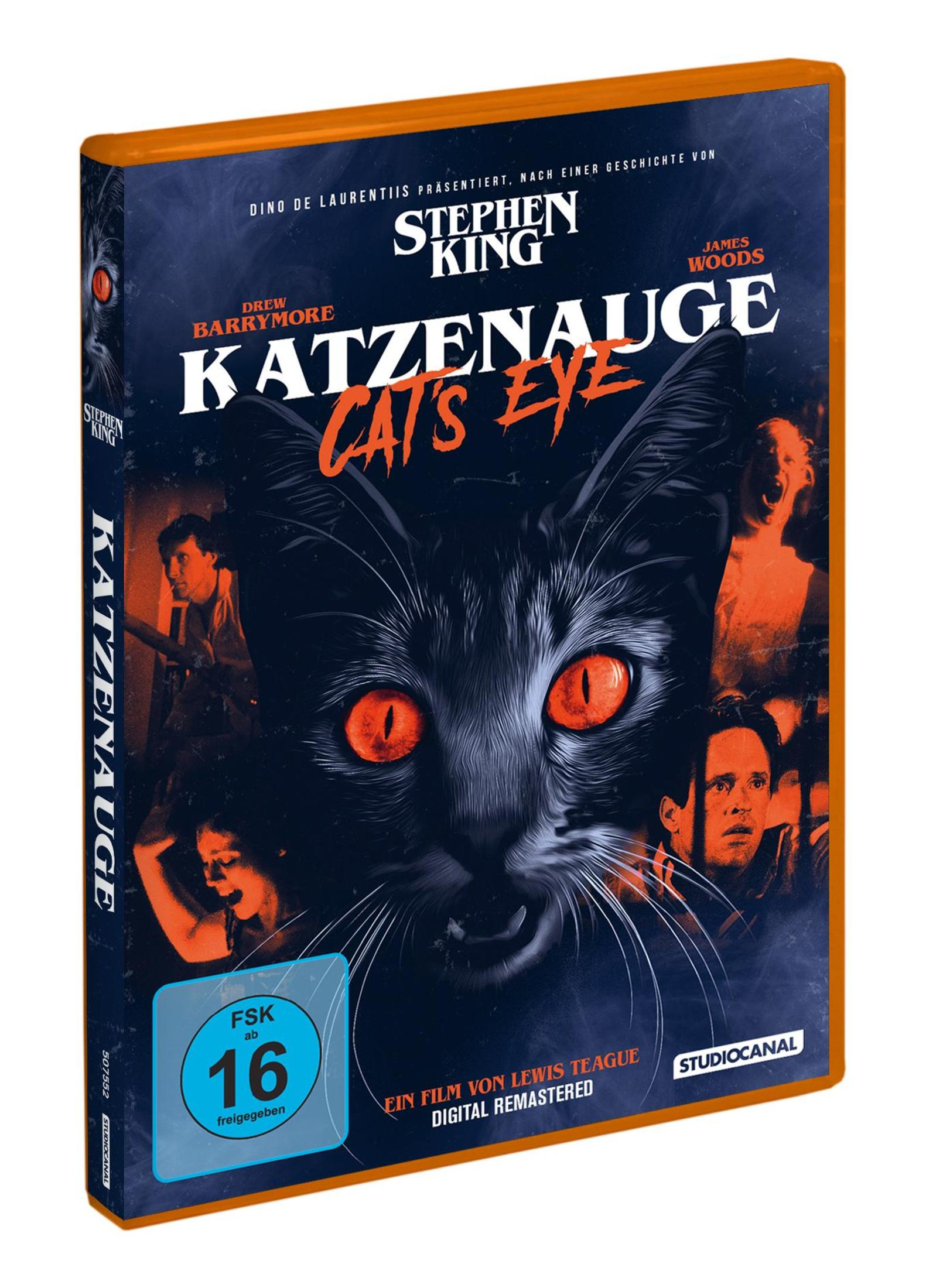Copertina DVD "Occhi di gatto" con gatto nero e occhi rossi.