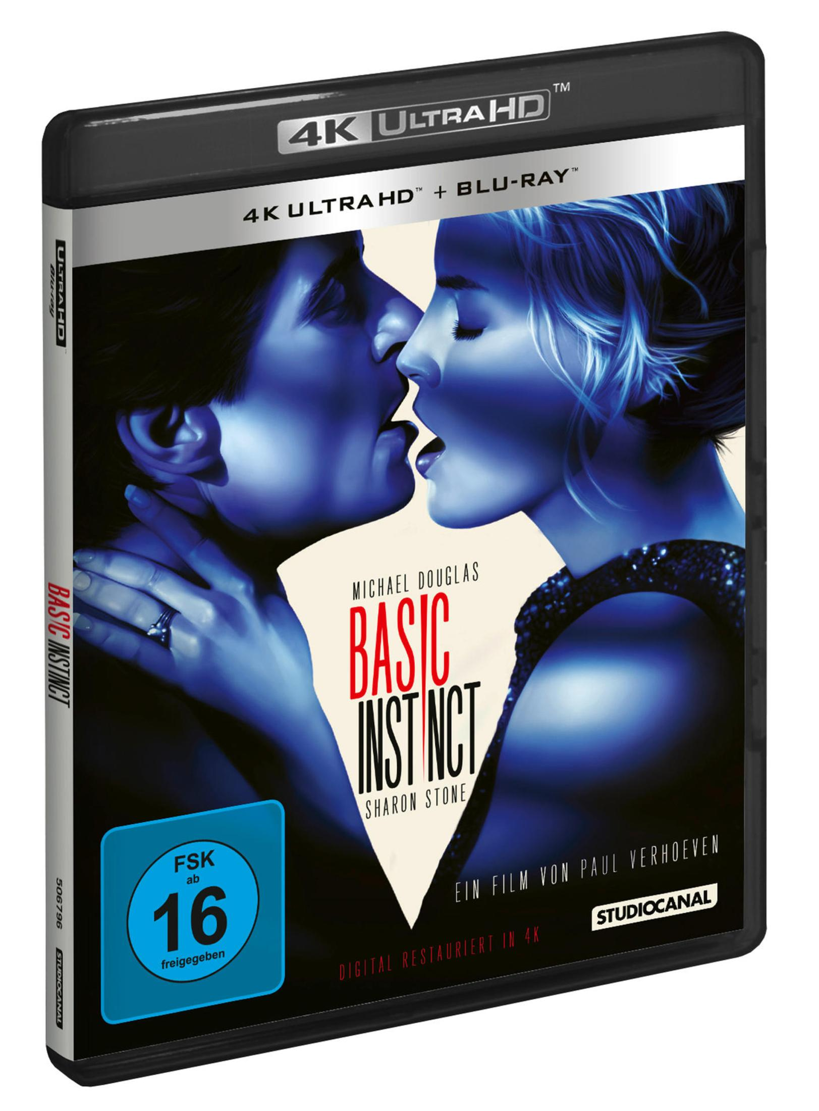 Basic Instinct 4K UHD Blu-ray Hülle mit Michael Douglas und Sharon Stone.