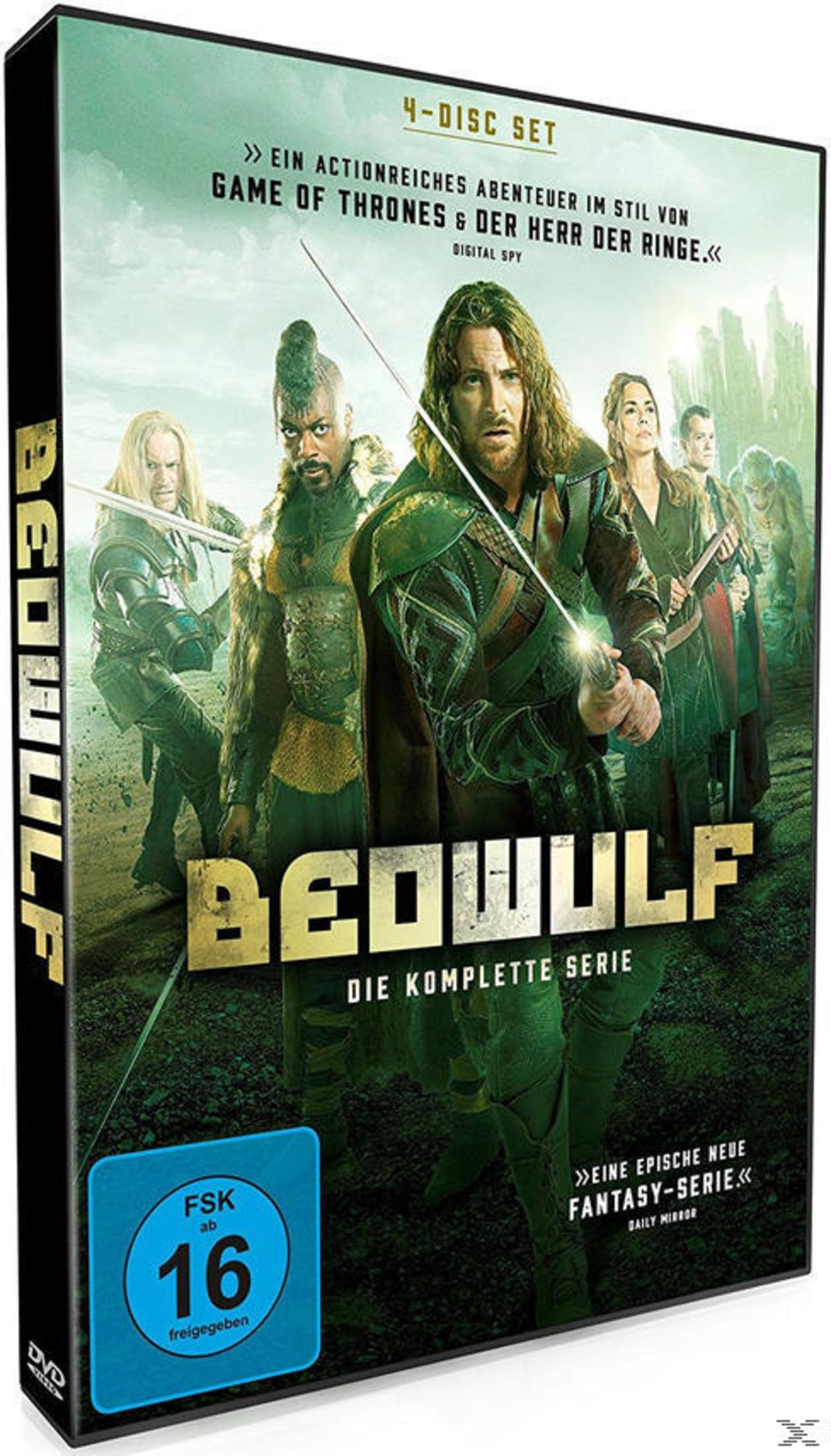 Copertina DVD Beowulf: 4 dischi, FSK 16, con personaggi fantasy.