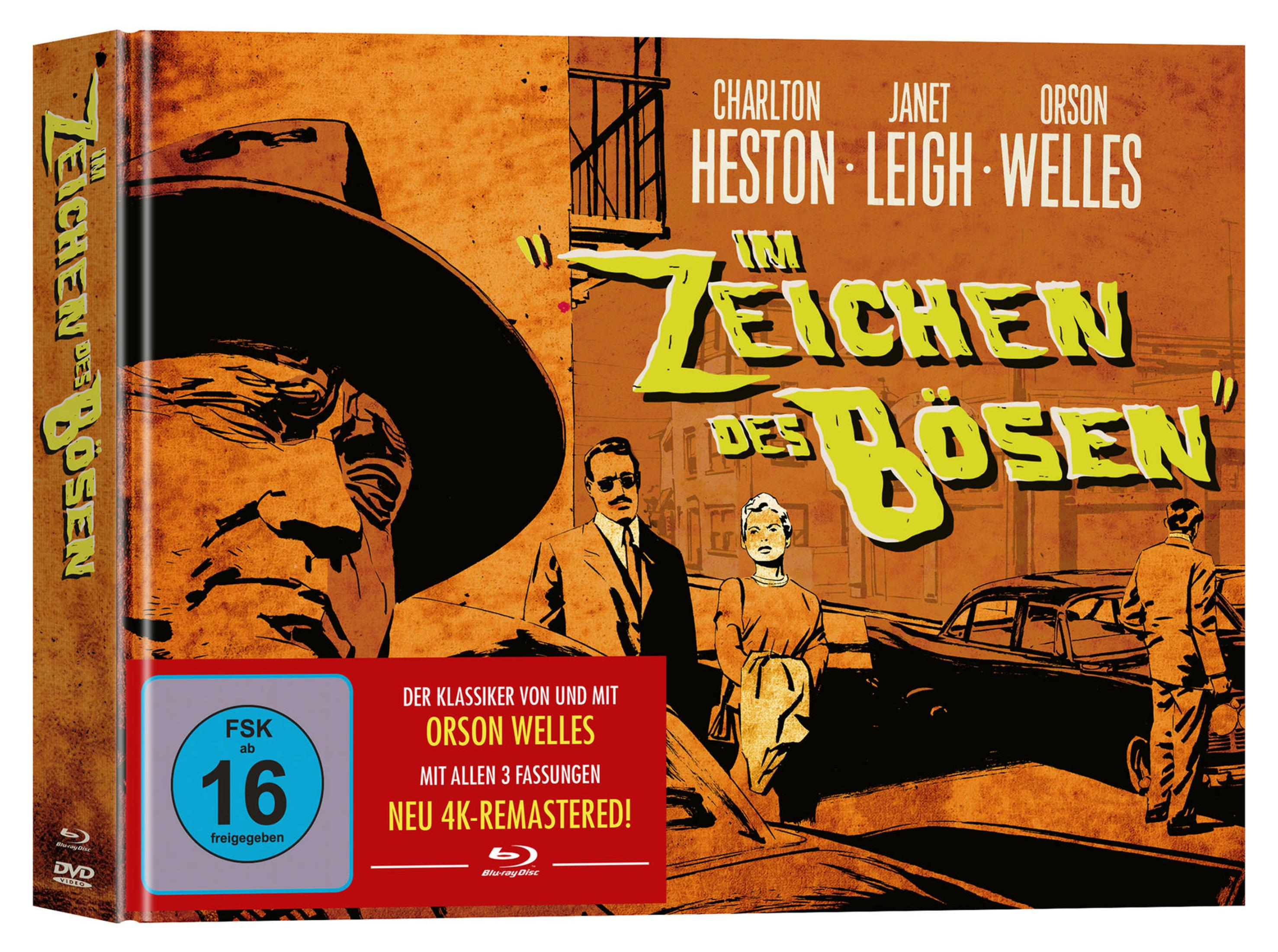 Filmplakat mit Schauspielern, Autos und dem Titel "Im Zeichen des Bösen".
