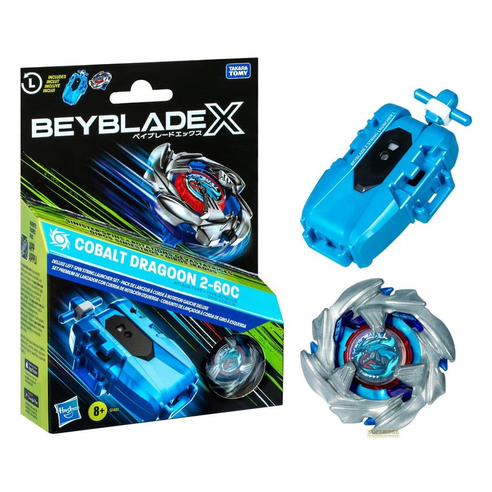 Giocattolo Beyblades: una scatola con una trottola e un lanciatore.