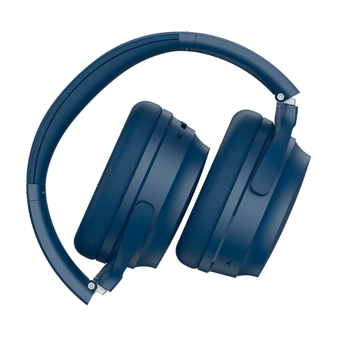 Cuffie blu scuro con padiglioni imbottiti, su sfondo bianco.