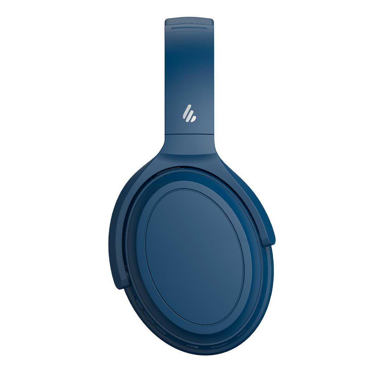 Un padiglione per cuffie blu navy con logo sull'archetto.
