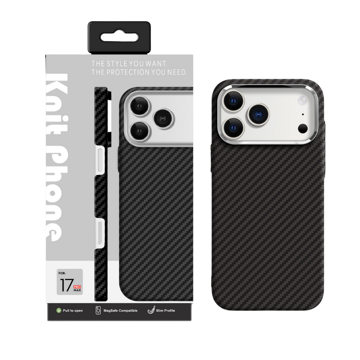 PIILI Knit Kevlar iPhone 17 Telefon Kılıfı Siyah