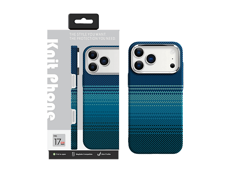PIILI Knit Kevlar Lacivert iPhone 17 Pro Max Telefon Kılıfı Lacivert