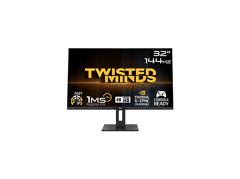 TWISTED MINDS TM32DUI HDMI DP GSYNC PS/XBOX RGB IPS 32 inç 4K UHD 1 ms 144 Hz Gaming Monitör Siyah