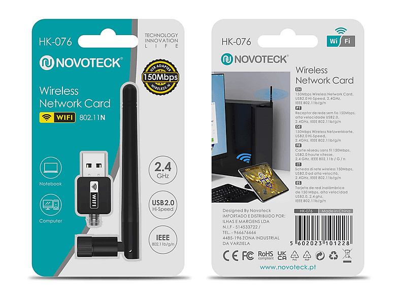 Adaptador Wi-Fi USB | HK-076 NOVOTECK, Negro | MediaMarkt