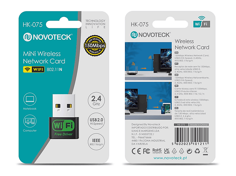 Adaptador Wi-Fi USB | HK-075 NOVOTECK, Negro | MediaMarkt