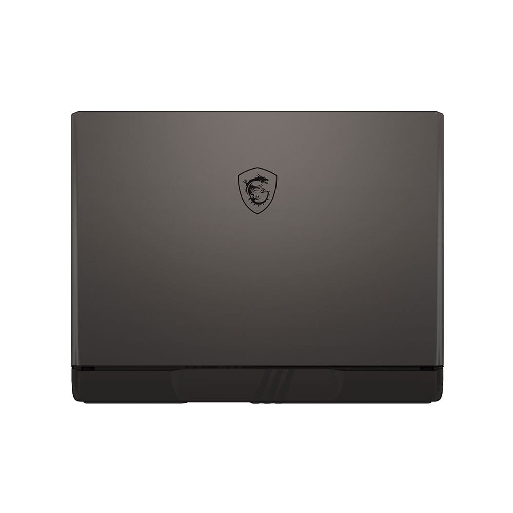 MSI logosu olan kapalı koyu renkli dizüstü bilgisayar.