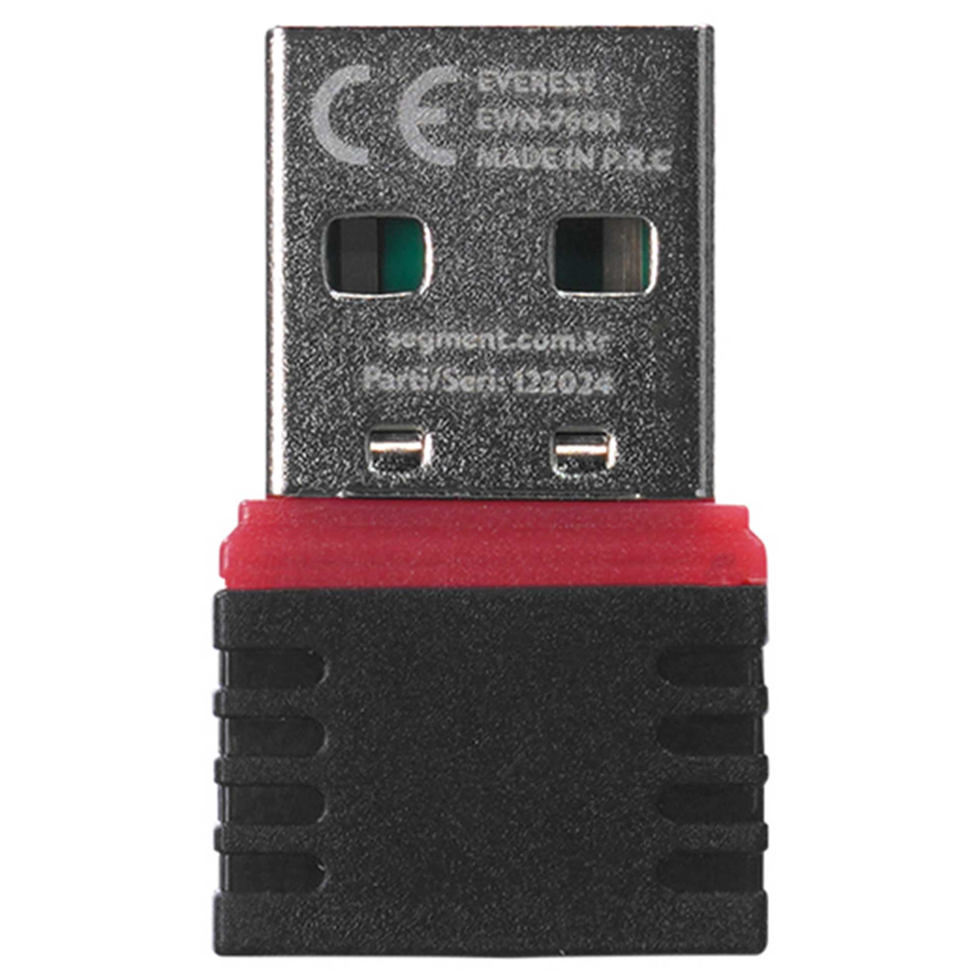 Gümüş rengi USB dongle, siyah ve kırmızı kasalı.