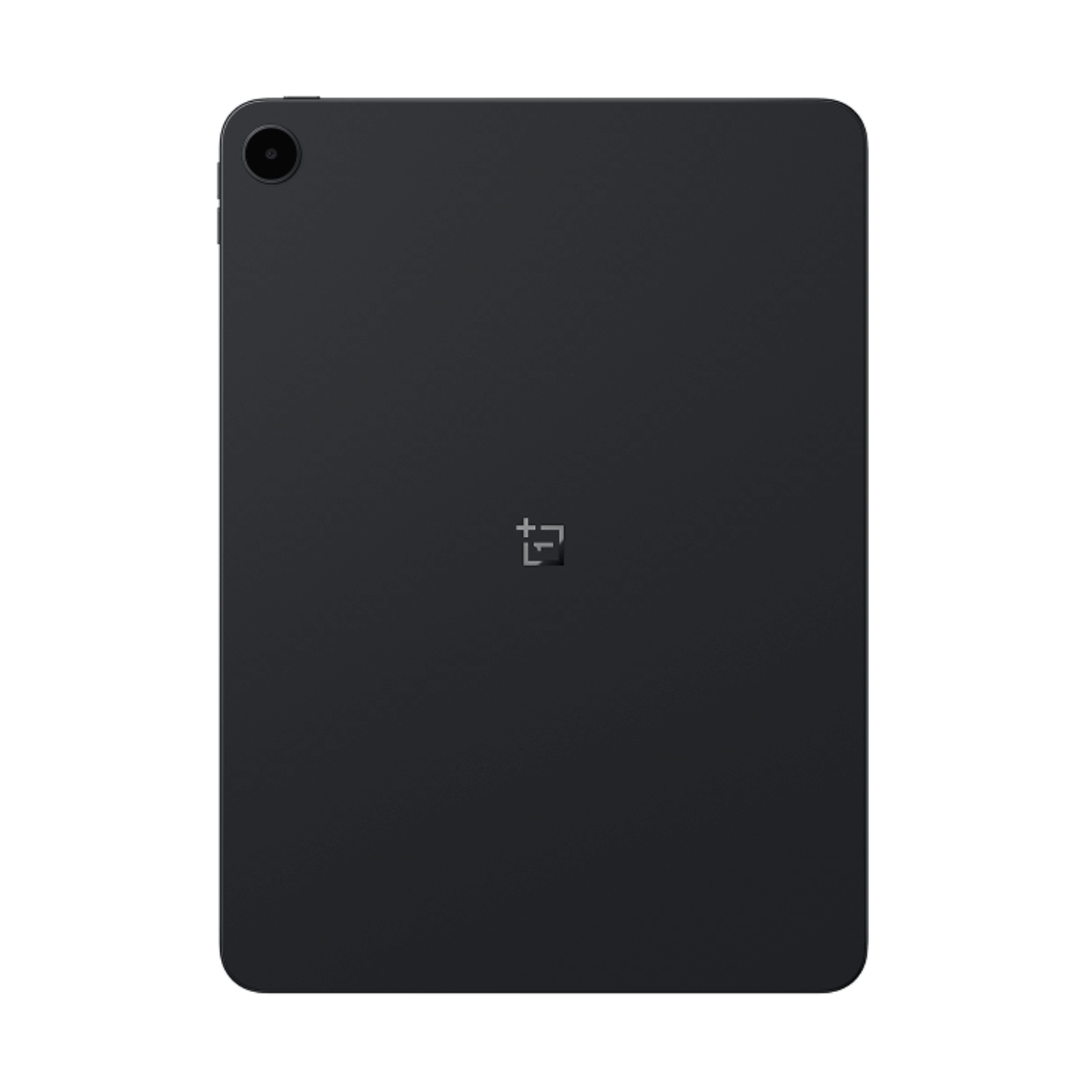 Achterkant van een zwarte tablet met OnePlus-logo en cameralens.