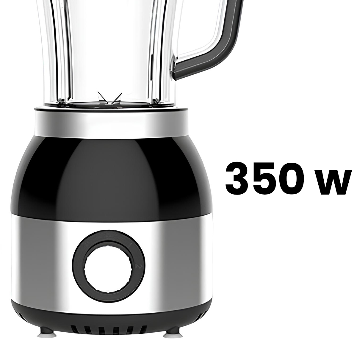 Schwarzer Mixer mit silbernen Akzenten und 350 W Leistung.