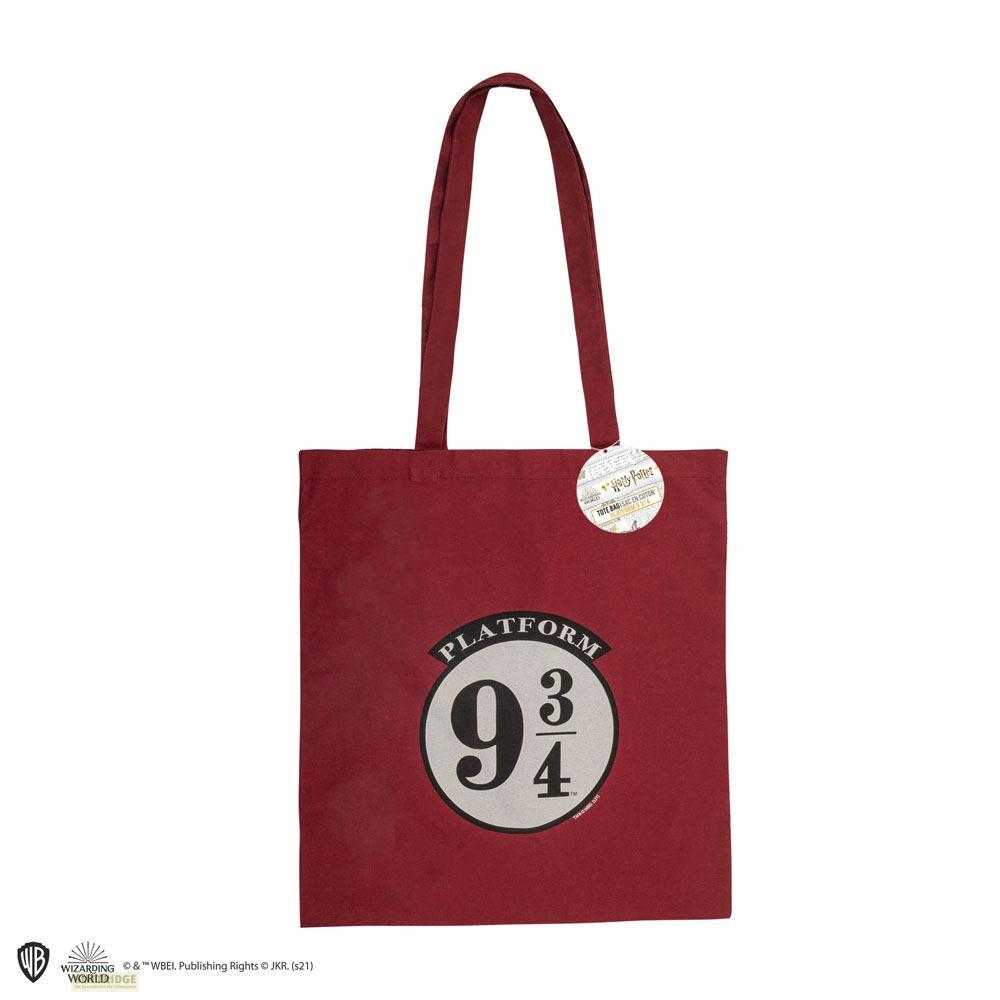 Bordeauxroter Stoffbeutel mit Harry Potter Motiv 'Platform 9 3/4'.