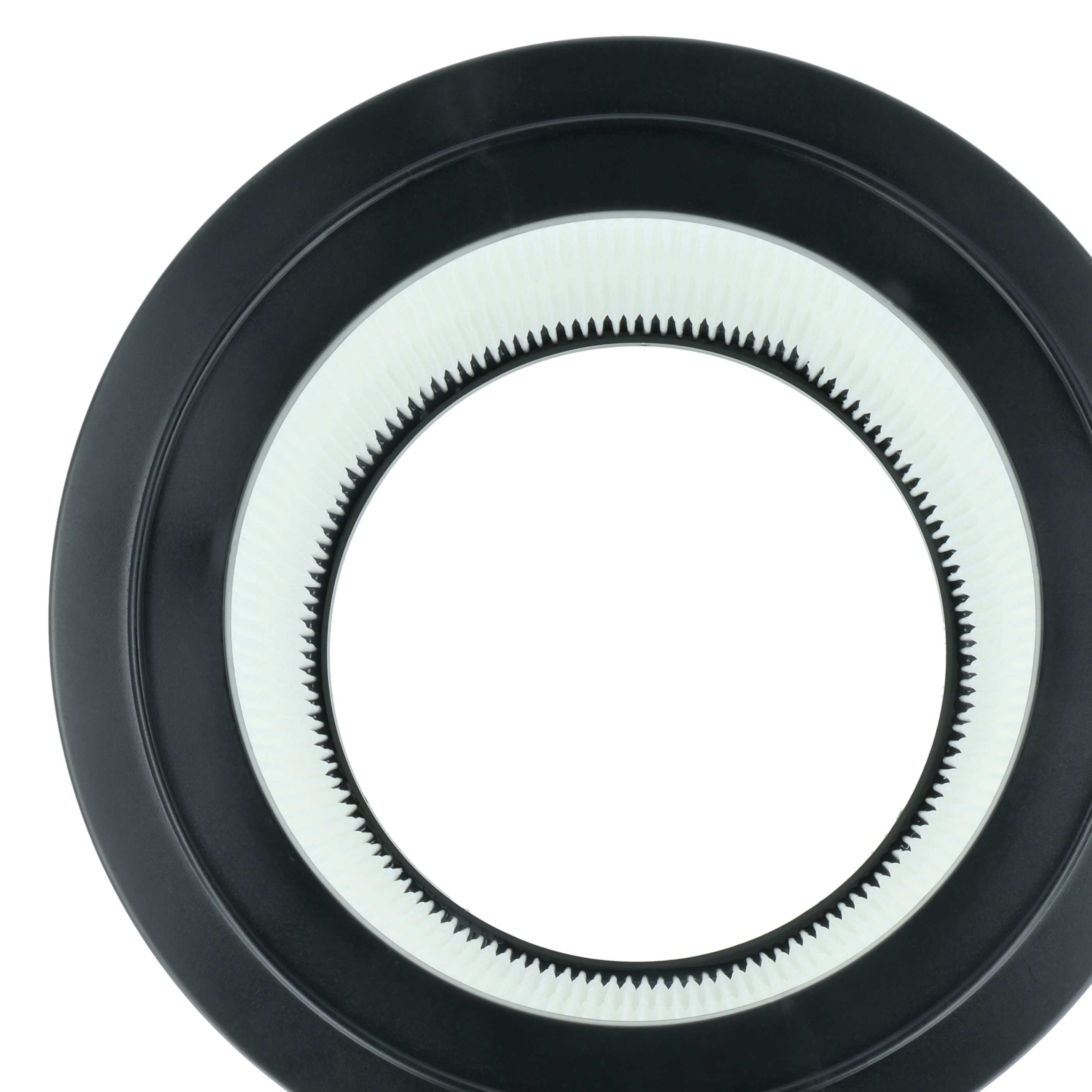 Ein schwarzer Ring mit einem weißen, gezackten Filterelement im Inneren.