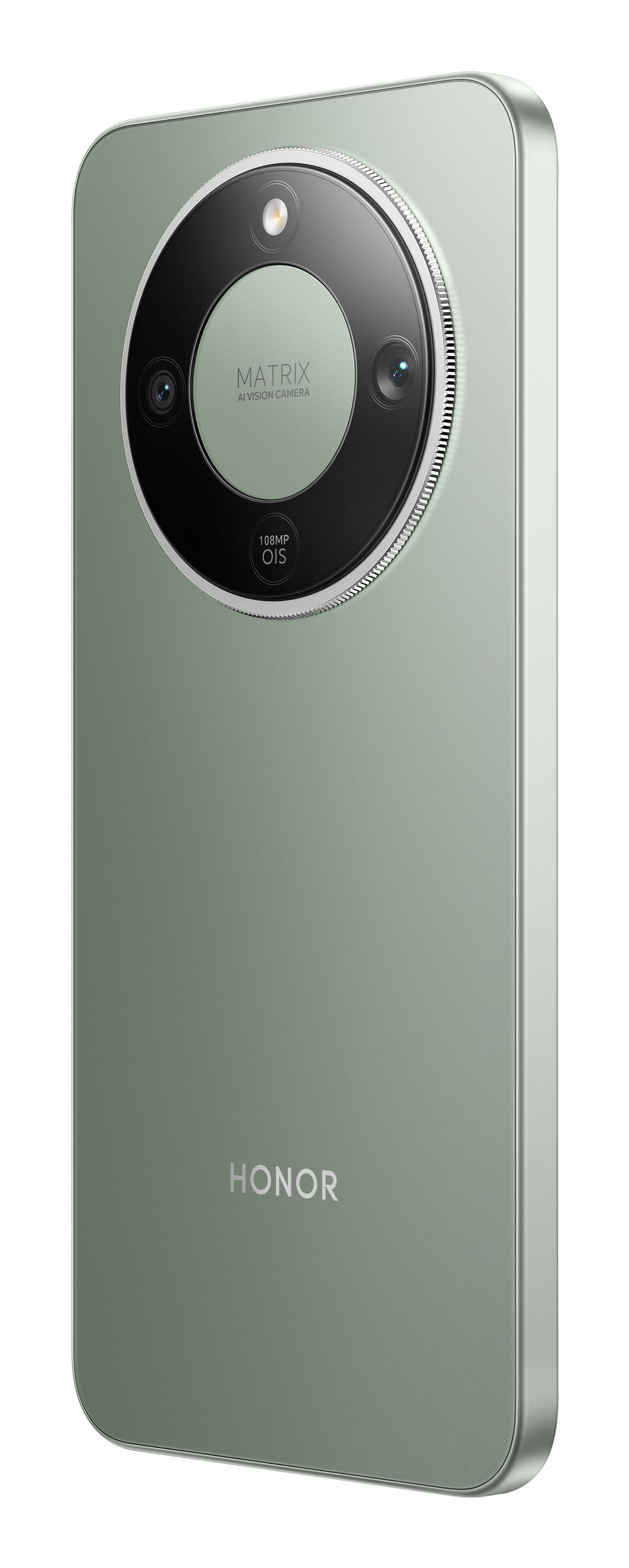 Tył jasmozielonego smartfona z logo HONOR i modułem aparatu.