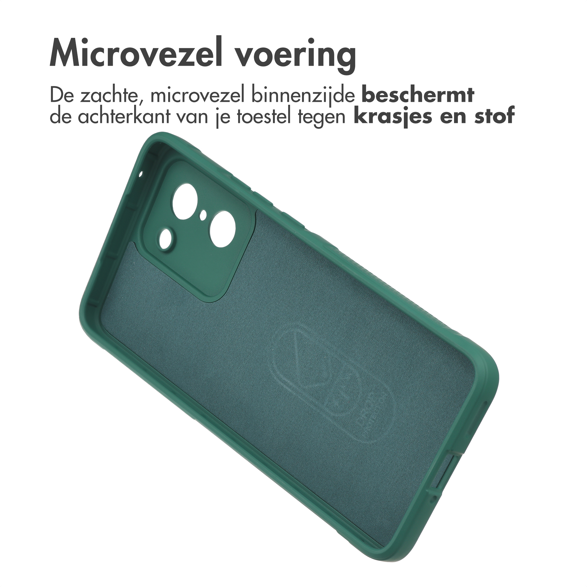Coque de téléphone verte avec doublure en microfibre.