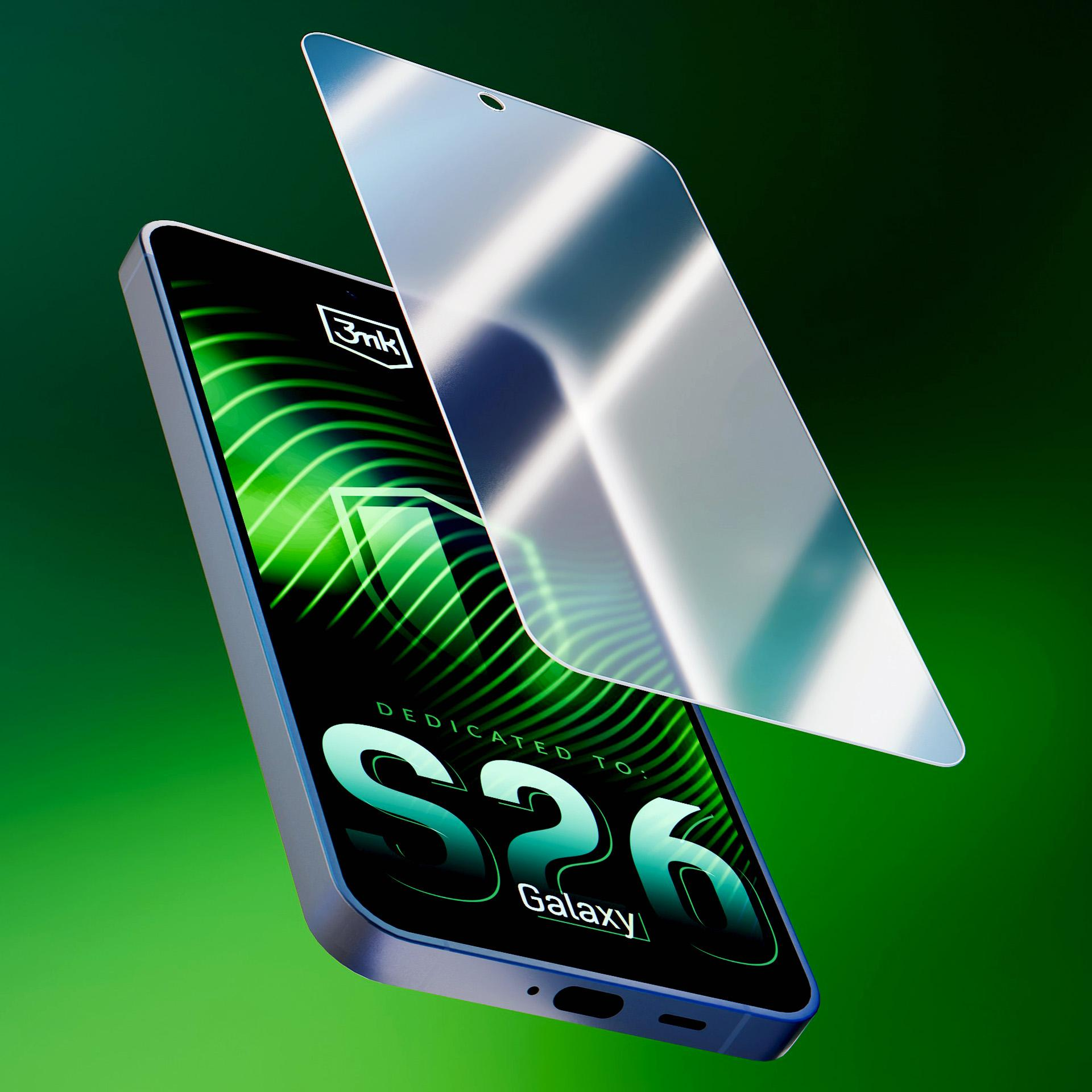 Uno smartphone con una protezione per lo schermo che fluttua sopra lo schermo.