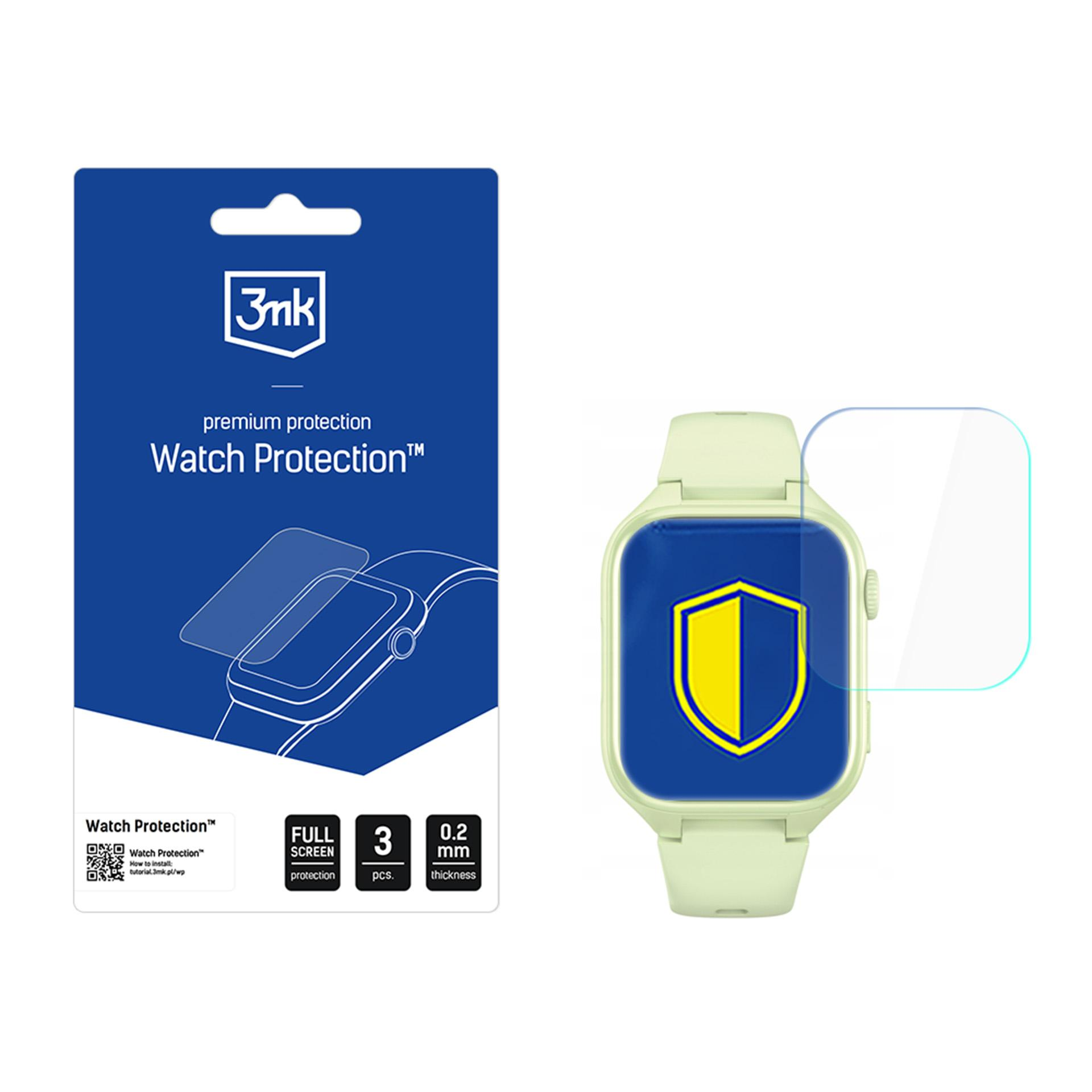Confezione con 3mk Watch Protection e display smartwatch verde chiaro.