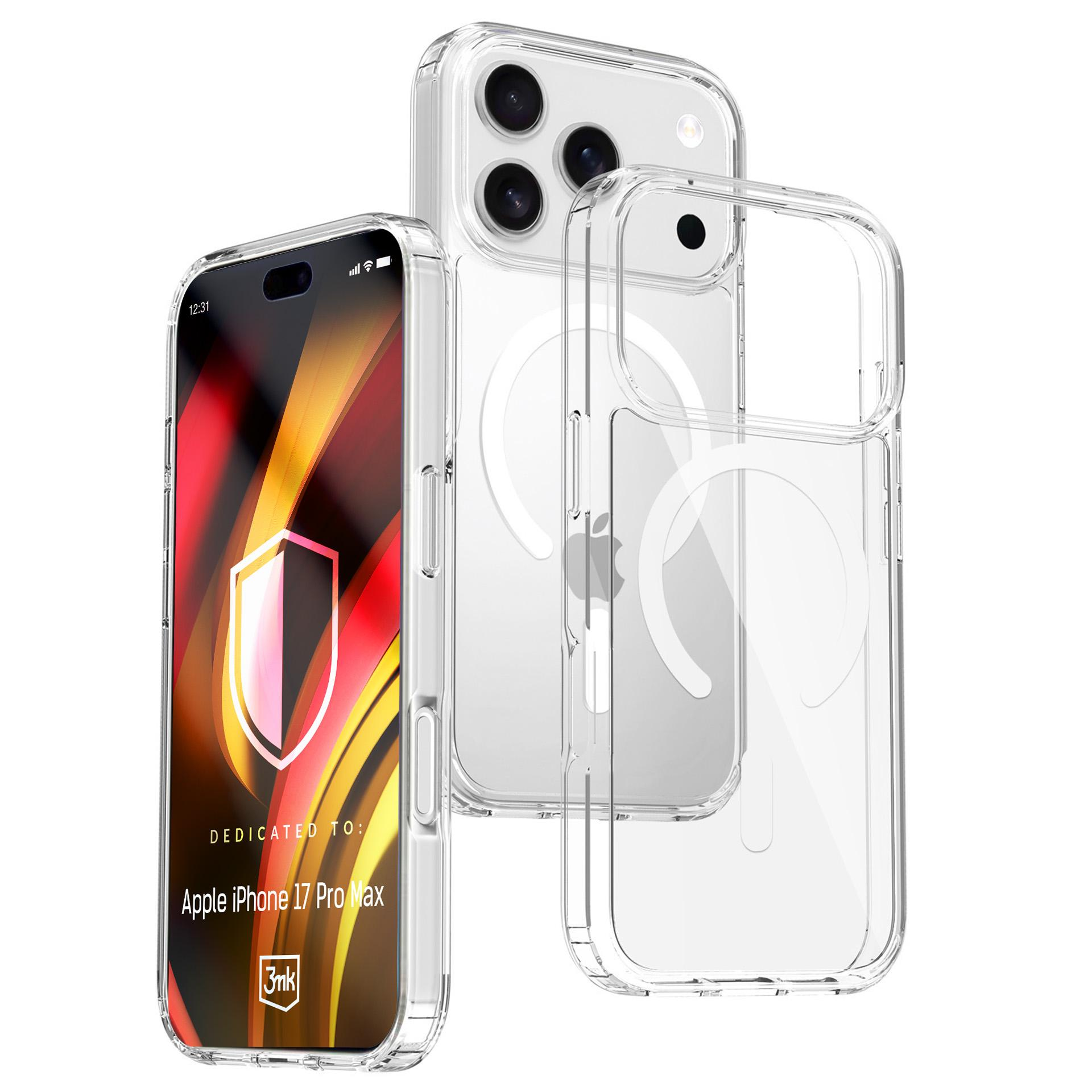 Przezroczyste etui na telefon leży obok iPhone'a z etui i kolorową tapetą.