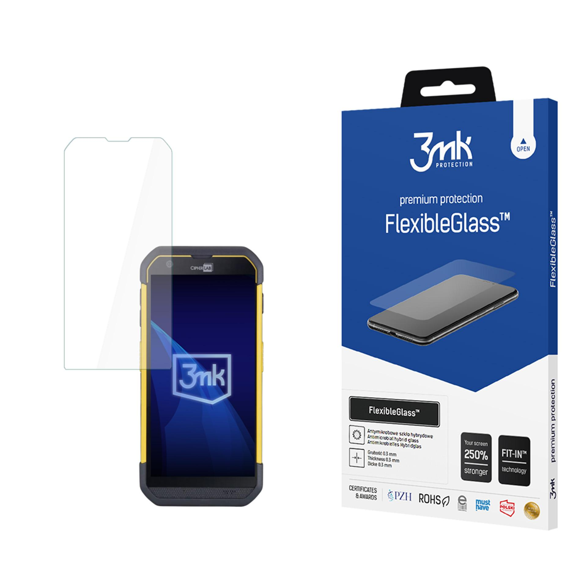 Uno smartphone con una protezione schermo accanto e la confezione.