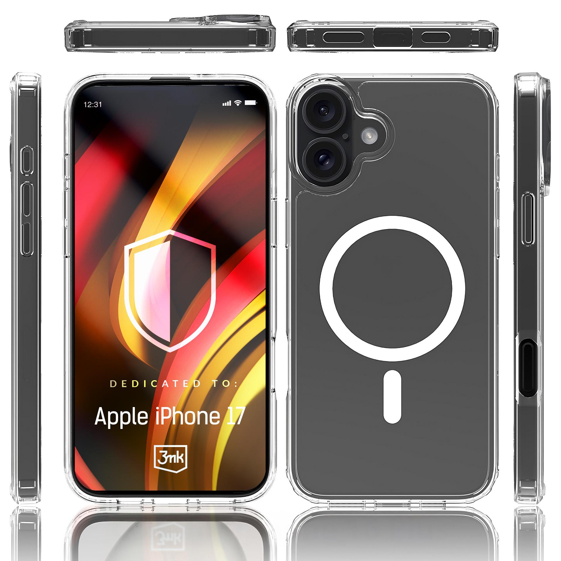 Przezroczyste etui iPhone 17 z wycięciem na aparat i pierścieniem magnetycznym.