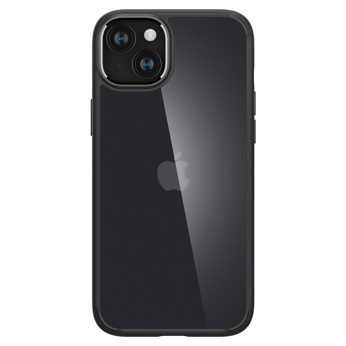 Schwarzes iPhone-Rückseite mit Doppelkameralinse und Apple-Logo.