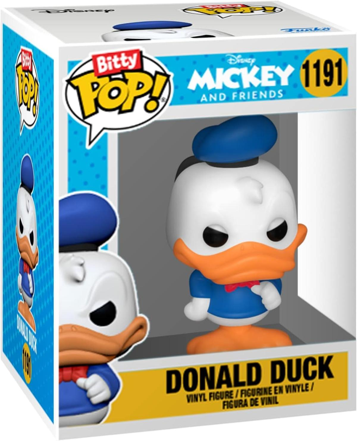 Figura de vinilo Funko Pop de Donald Duck en una caja, parte de la colección Mickey and Friends.
