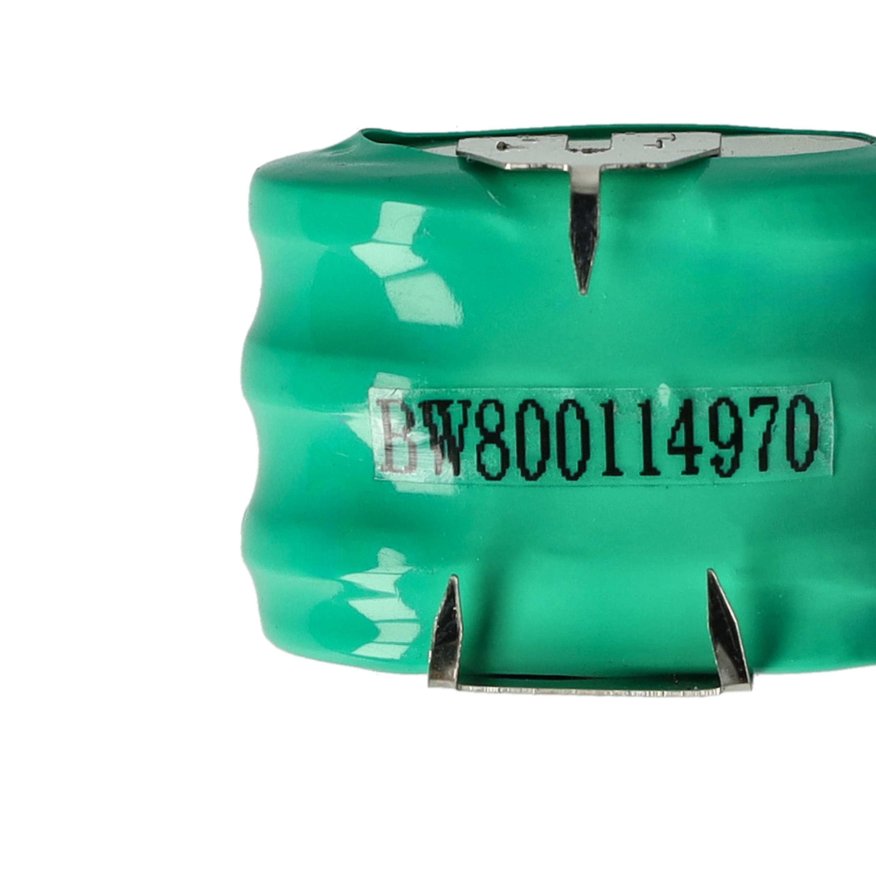 Grüne Batterie mit Metalllaschen und der Kennzeichnung BW800114970.