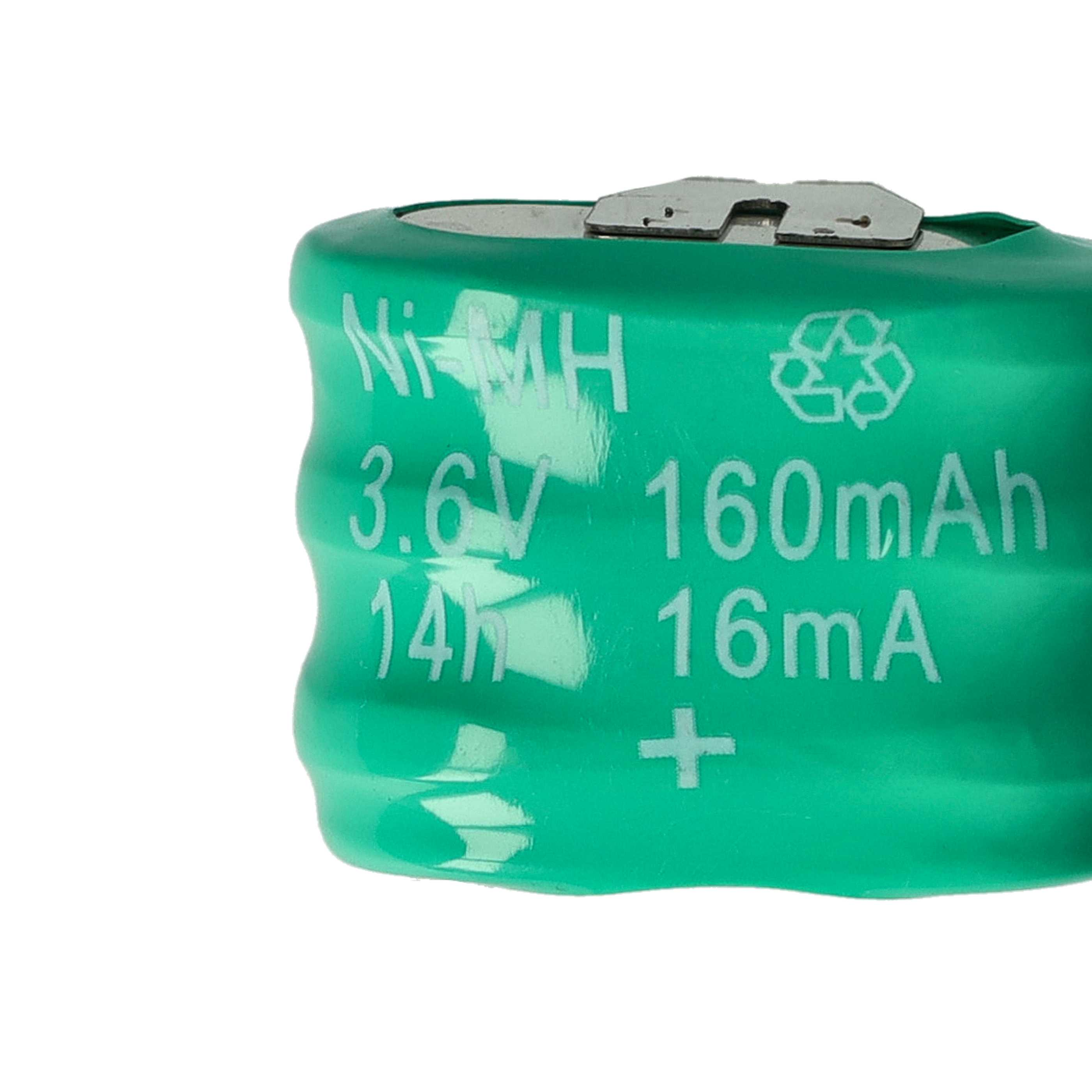 Grüne Ni-MH Batterie 3,6V 160mAh mit Plus- und Minuspol.
