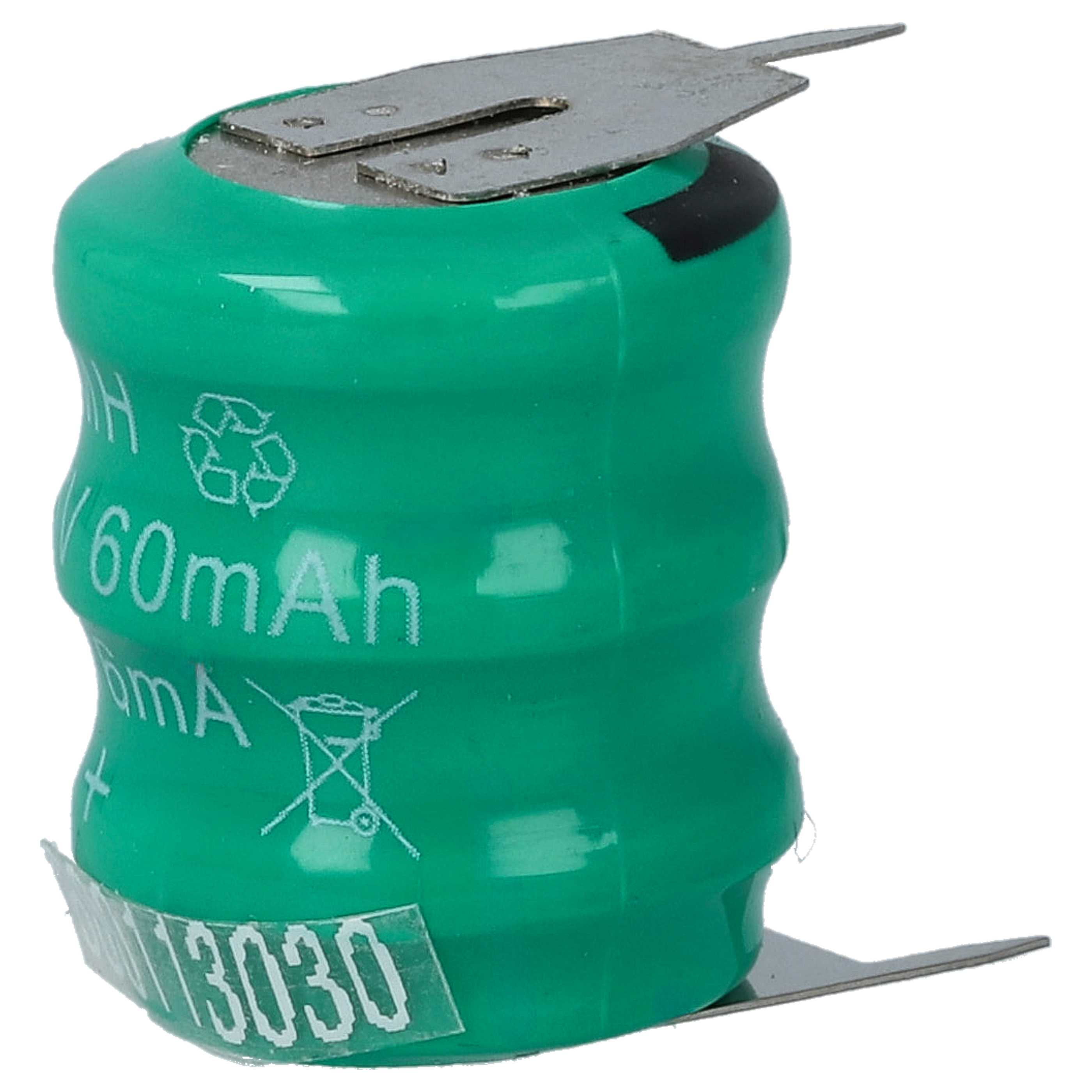Grüne Batterie mit Metallkontakten und Beschriftung 60mAh.