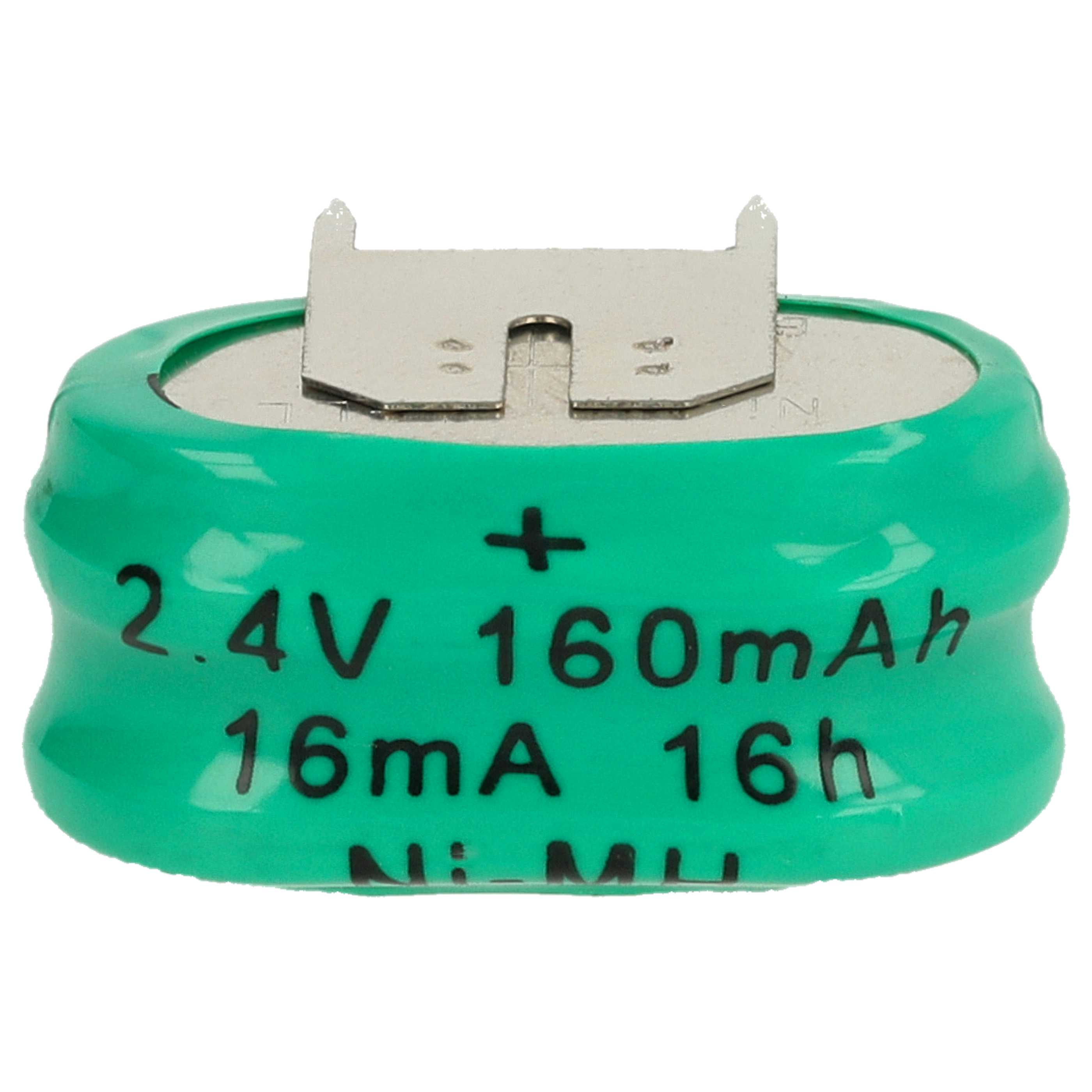 Grüne 2,4V 160mAh Ni-MH Batterie mit Metallanschlüssen.