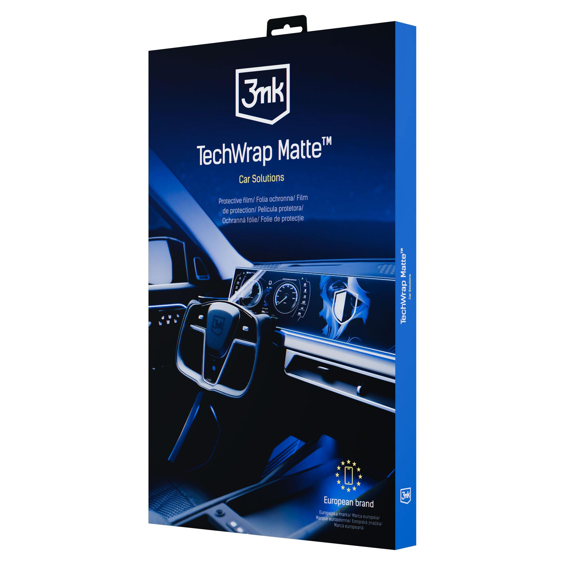 Opakowanie 3M TechWrap Matte z obrazem wnętrza samochodu. Logo 3M.