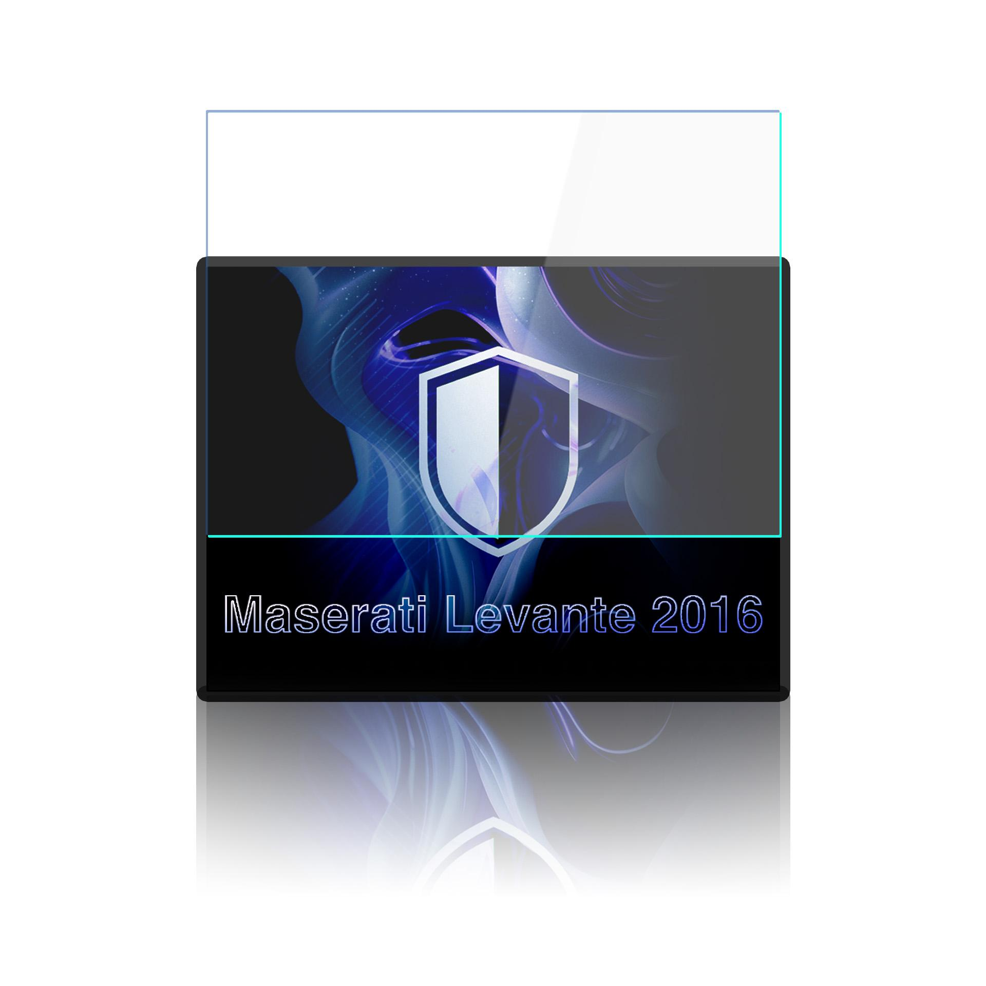 Emblemat Maserati Levante 2016 na niebieskim, dymnym tle.