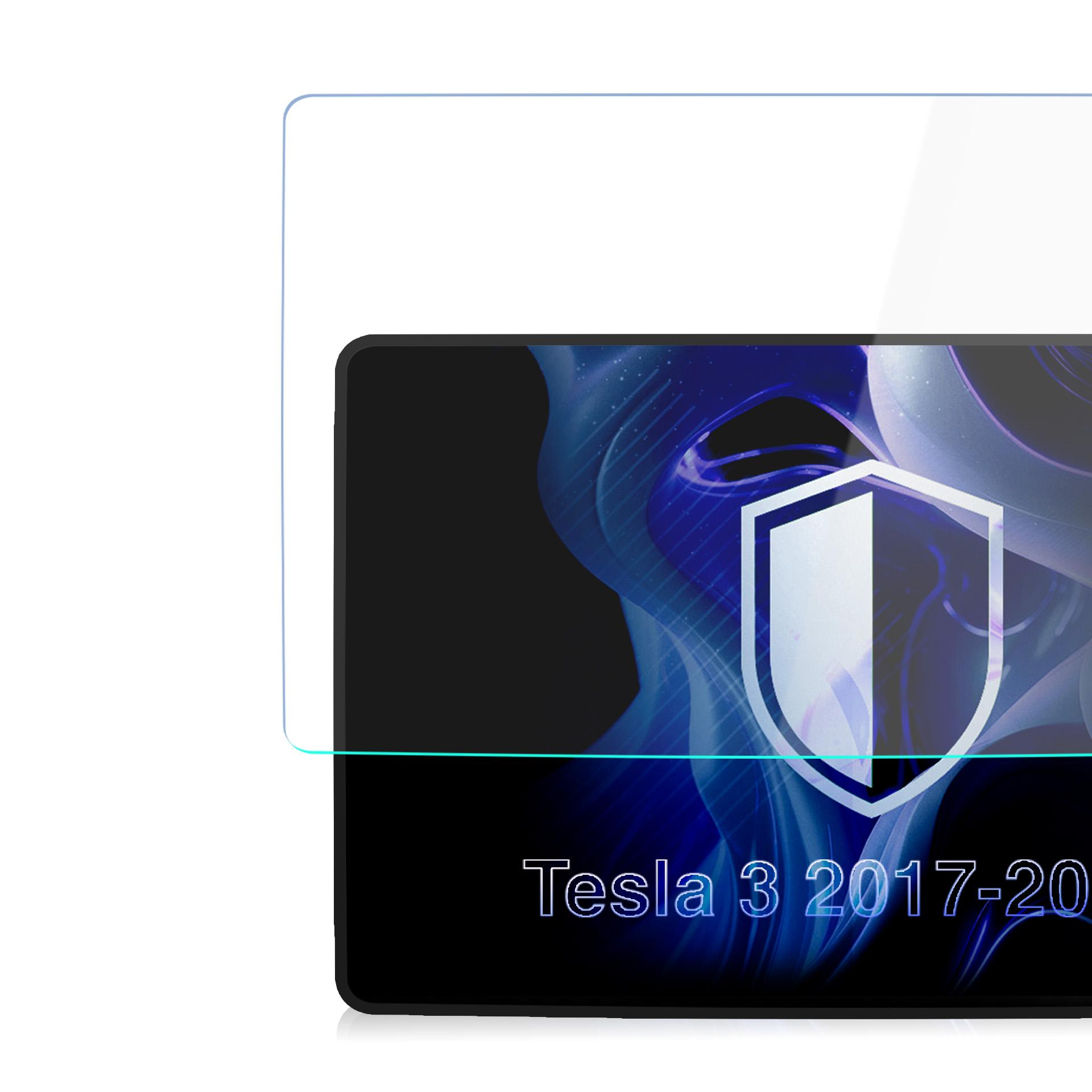 Folia ochronna na ekran do Tesla 3 (2017-20) z logo tarczy i niebieskimi falami.